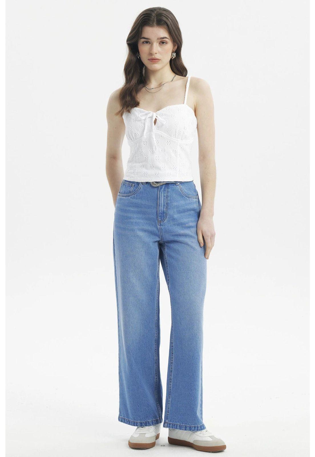 Polera Mujer Tirantes Crop Lazo En Escote Blanco-3