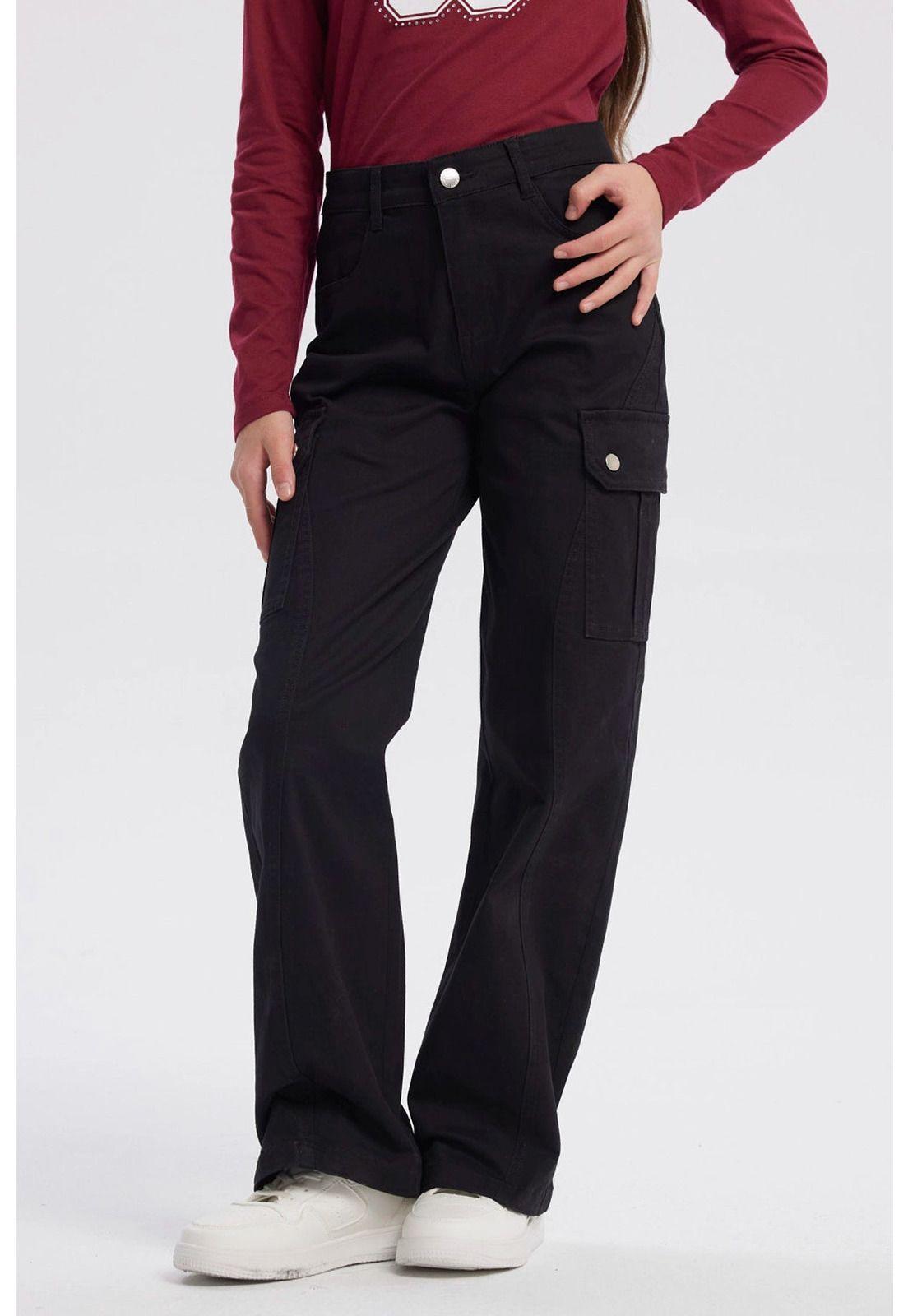 Pantalón Niña Baggy Cargo Negro-0