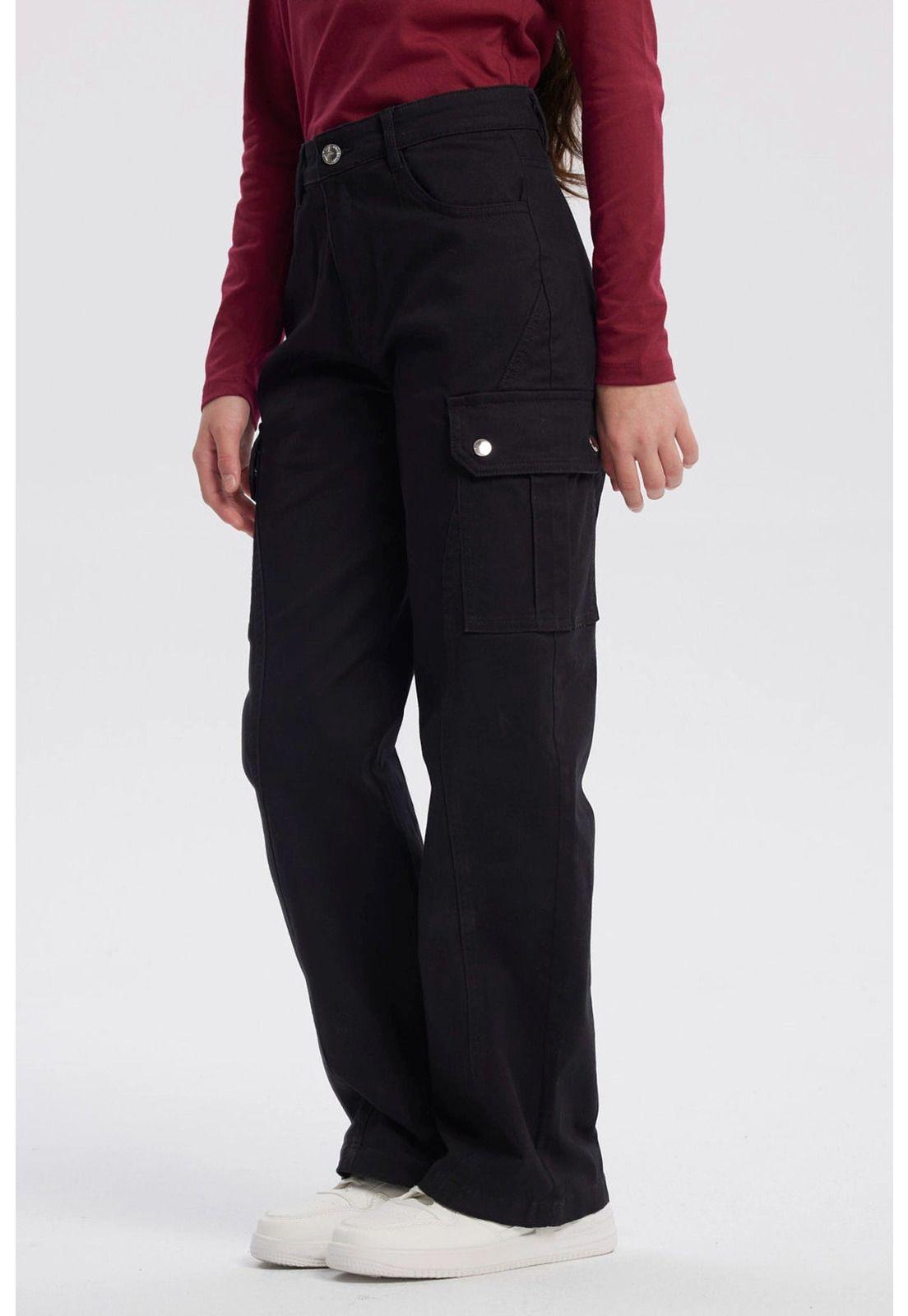 Pantalón Niña Baggy Cargo Negro-1