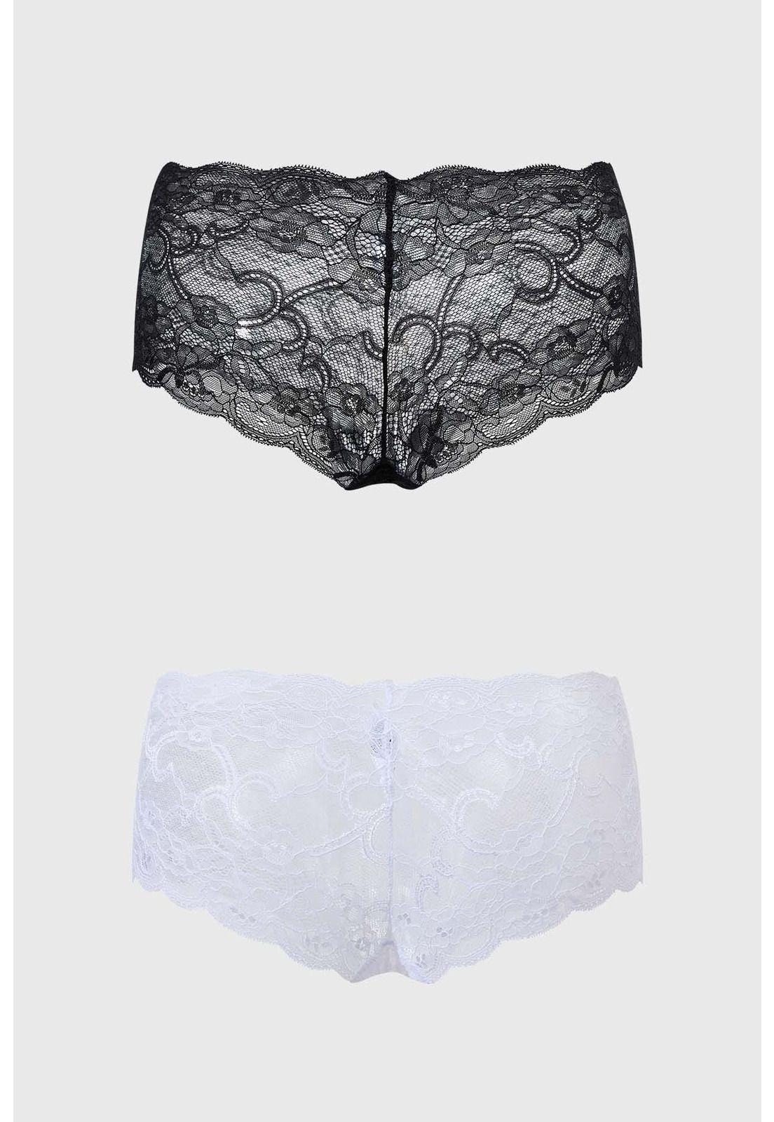 Calzón Mujer Pantaleta Bipack Encaje Blanco-1