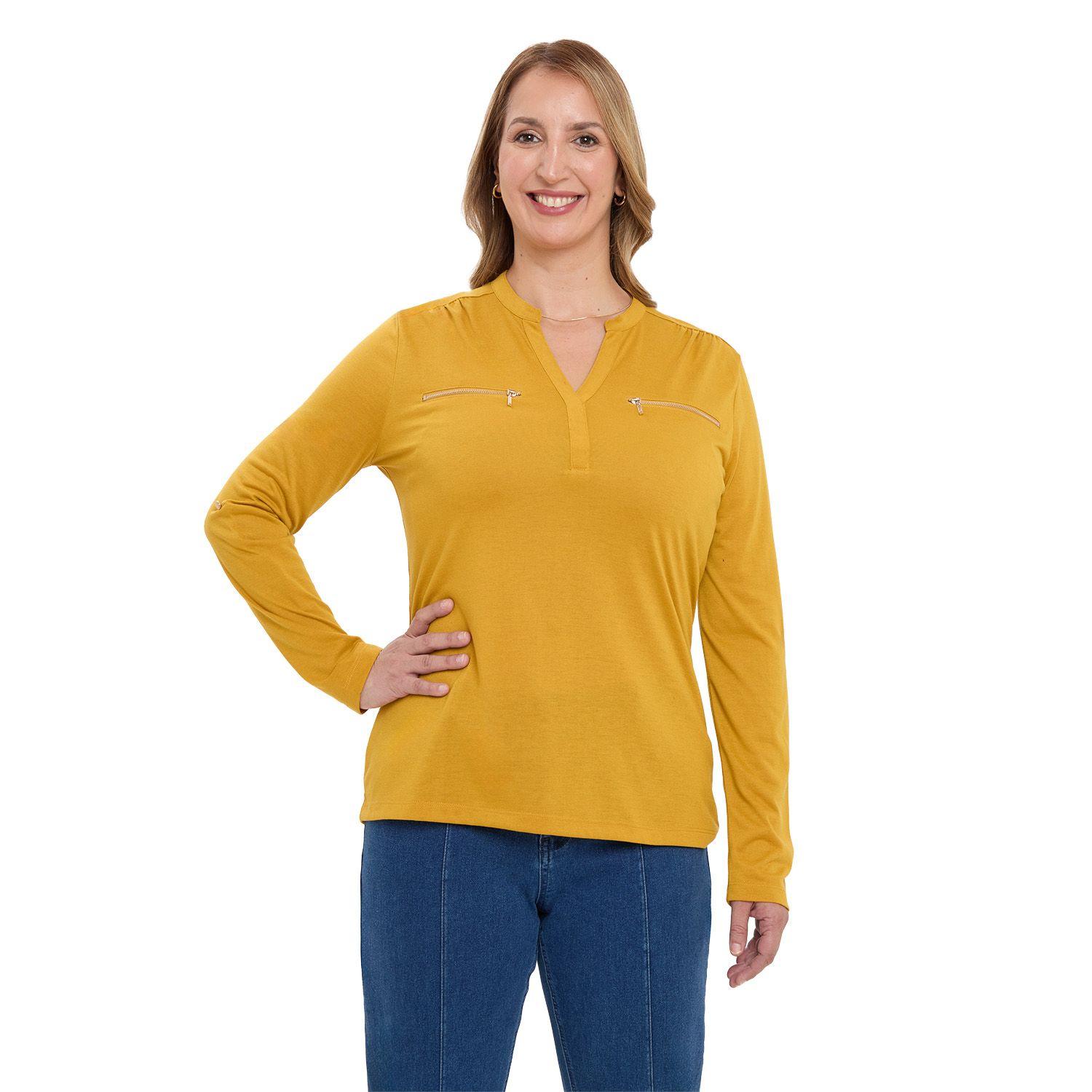 Polera Mujer Con Cierre Mostaza-0