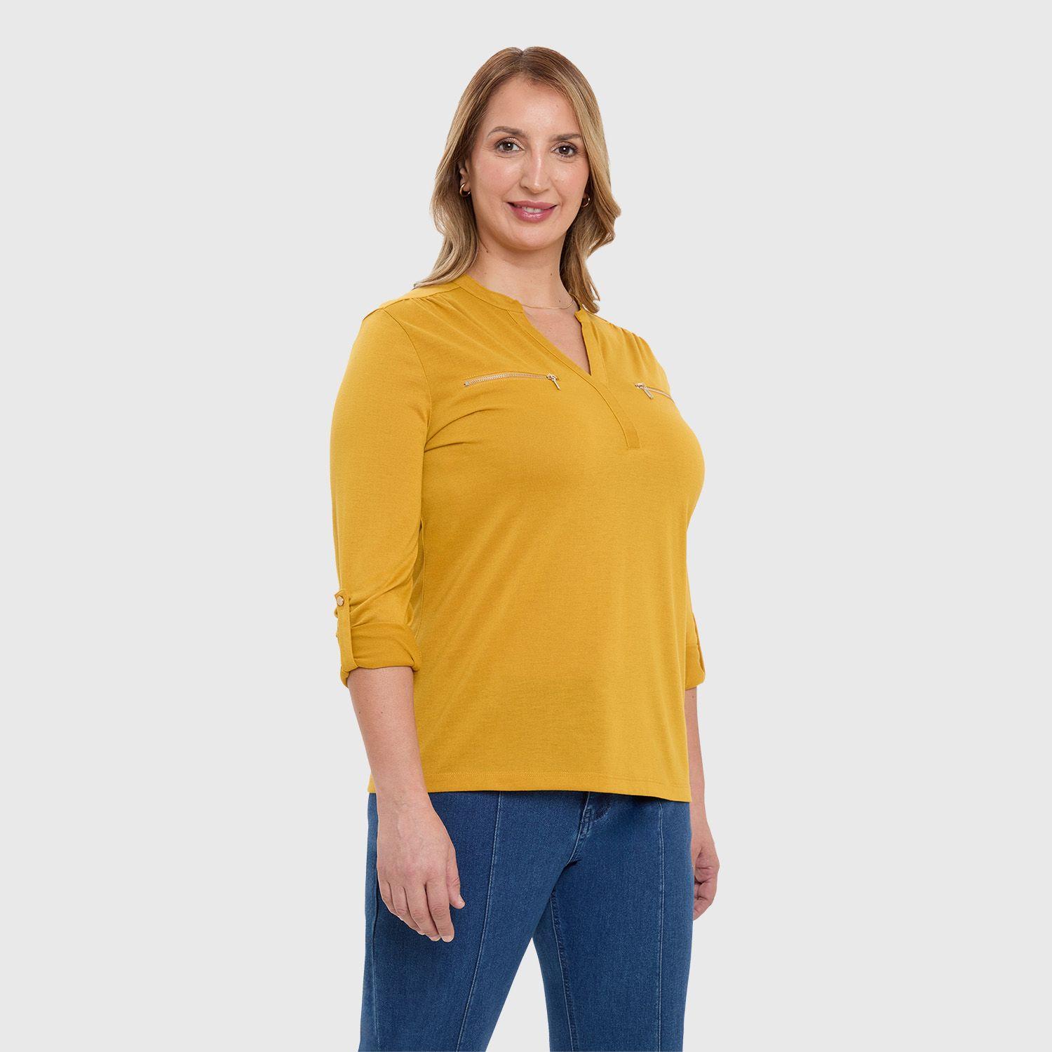 Polera Mujer Con Cierre Mostaza-1