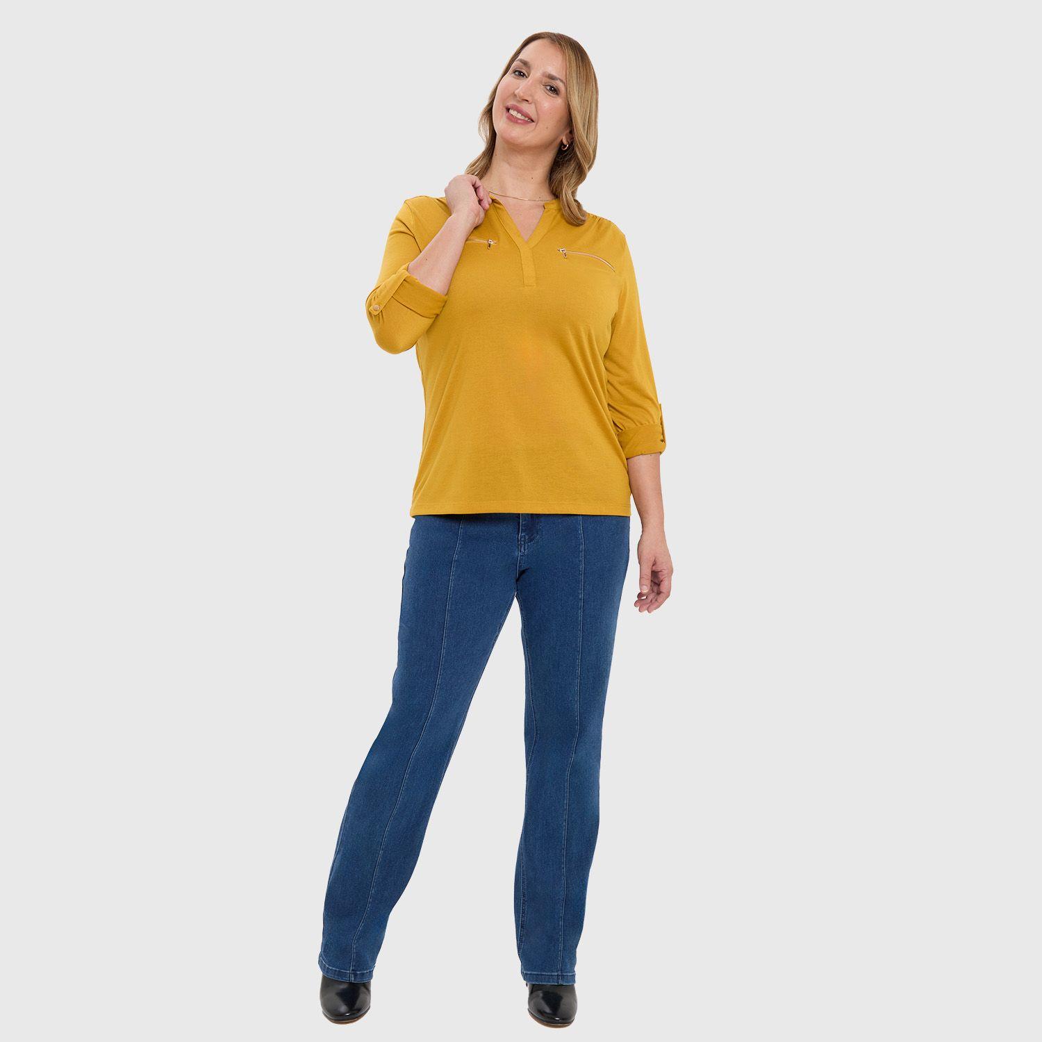 Polera Mujer Con Cierre Mostaza-3