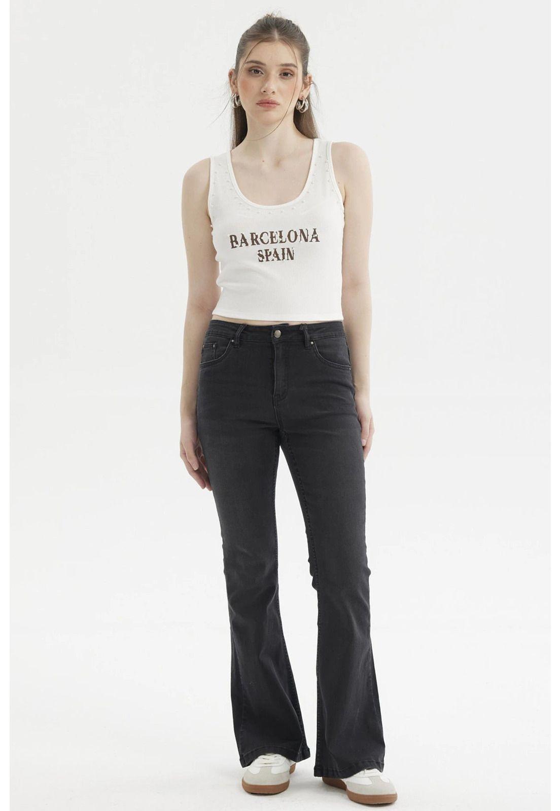 Polera Mujer Rib Aplicación Rivets Y Print Crudo-3