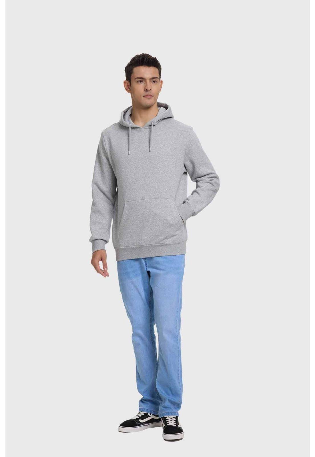 Polerón Hombre Hoodie Básico Gris - ll-3