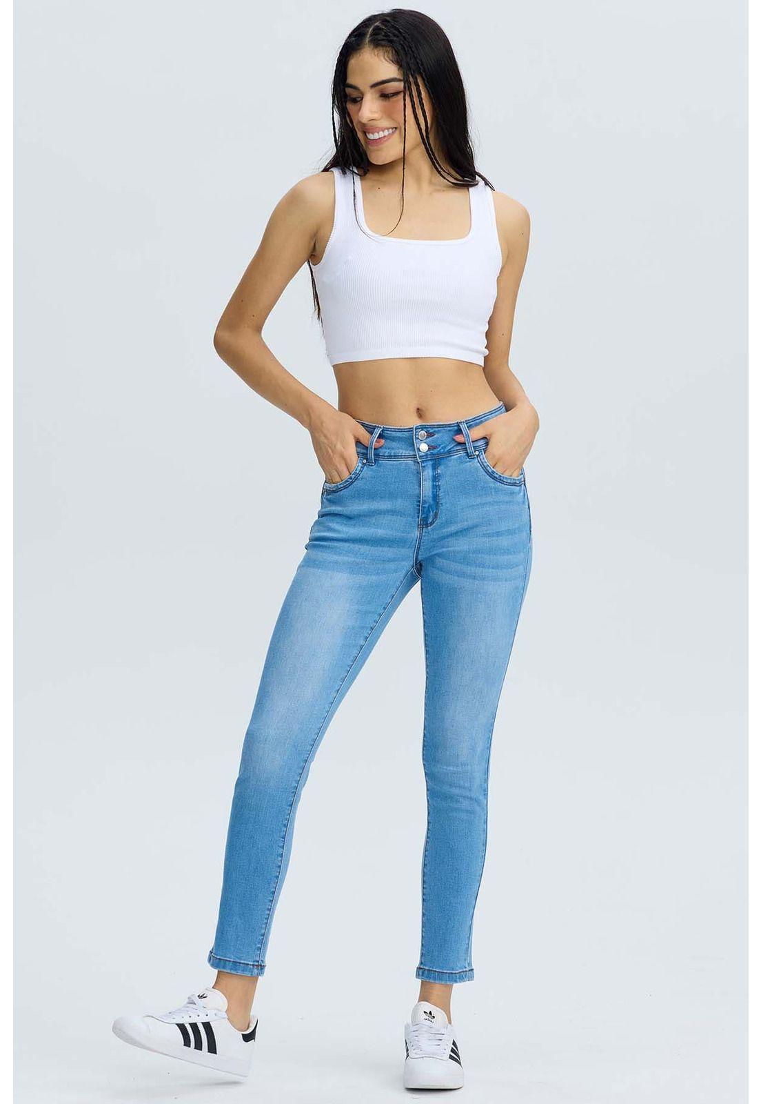 Jeans Mujer Skinny Kim Azul Claro-0