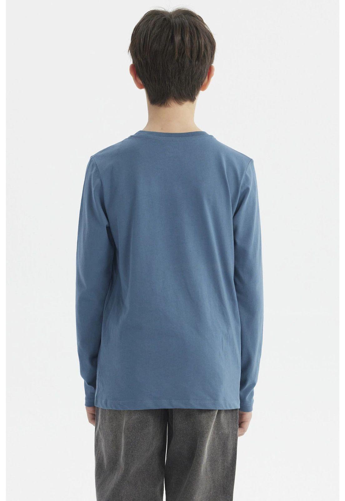 Polera Niño Print Con Relieve Azul Petróleo-2