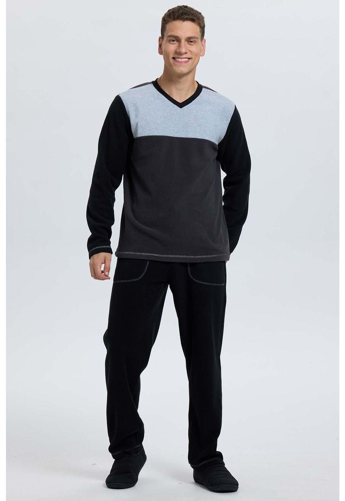 Pijama Hombre Polar Negro-1
