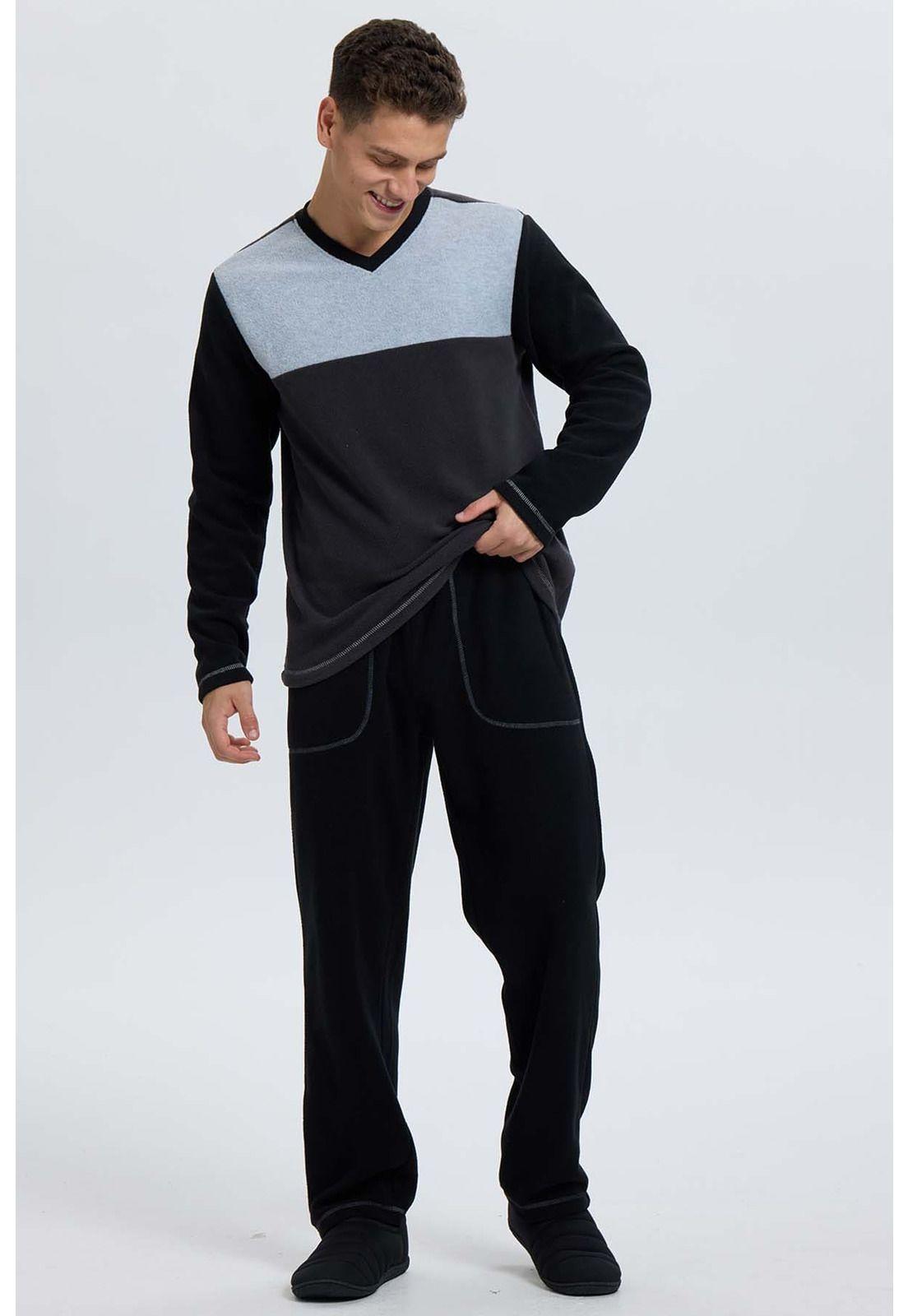 Pijama Hombre Polar Negro-3