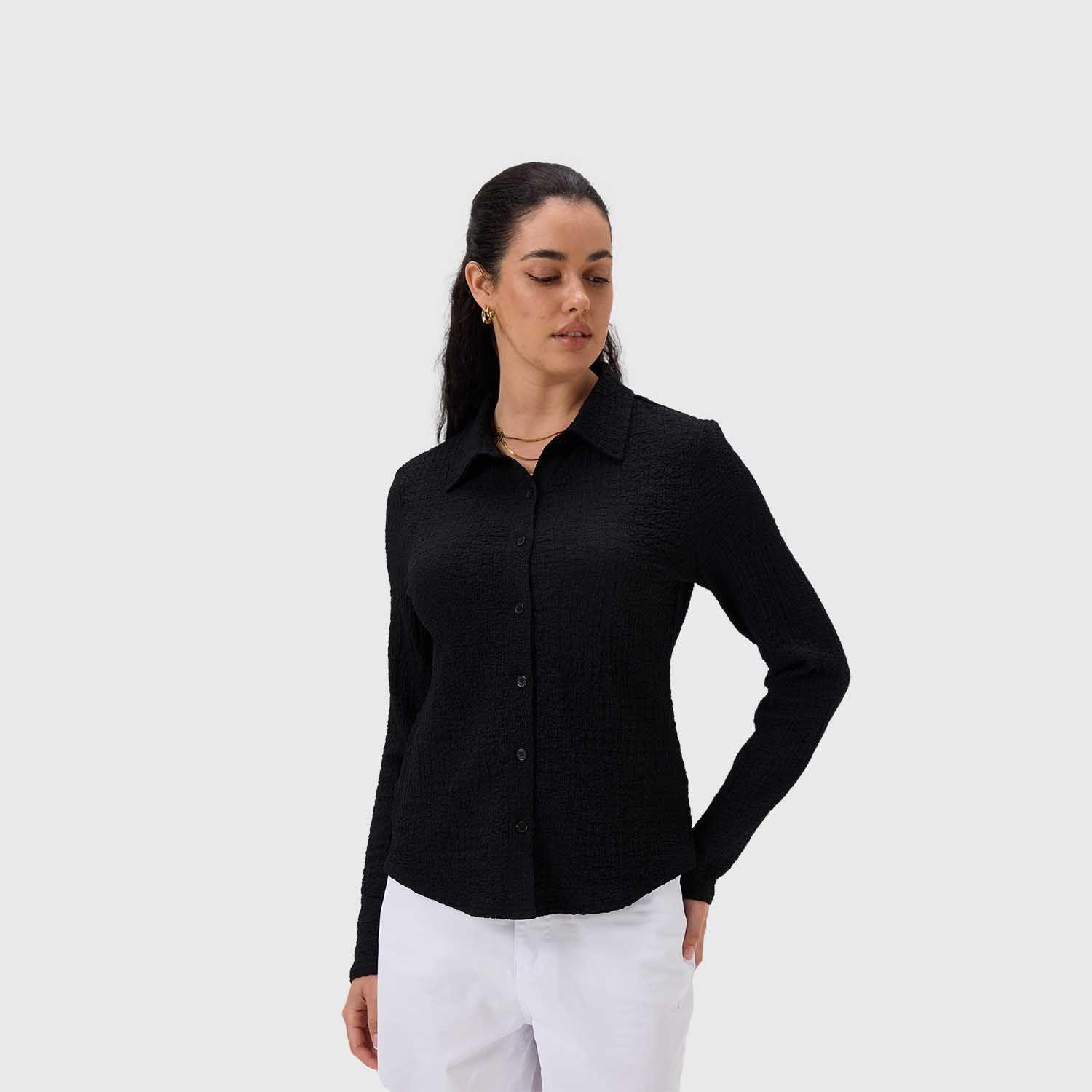 Blusa Mujer Abotonada Negro Fashion's Park-1