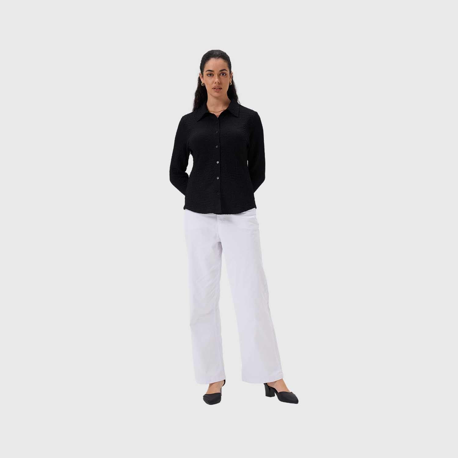 Blusa Mujer Abotonada Negro Fashion's Park-3