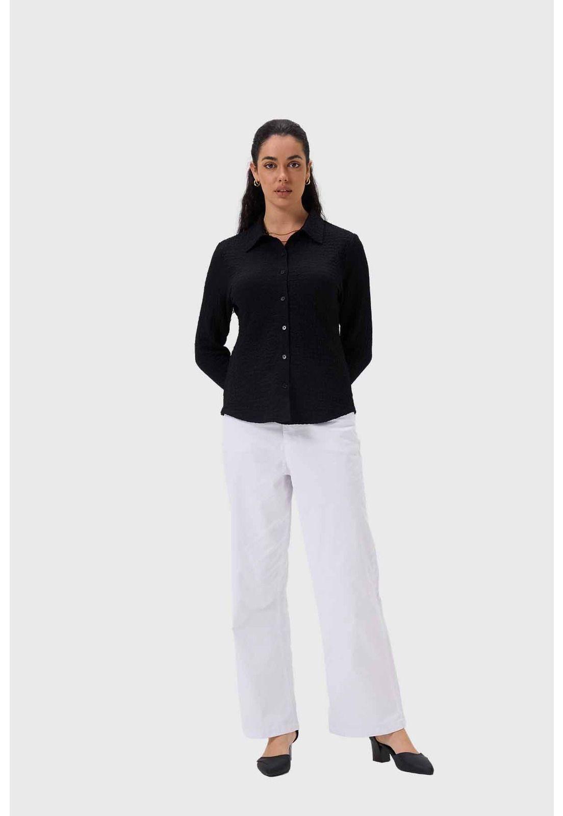 Blusa Mujer Abotonada Negro - V-3