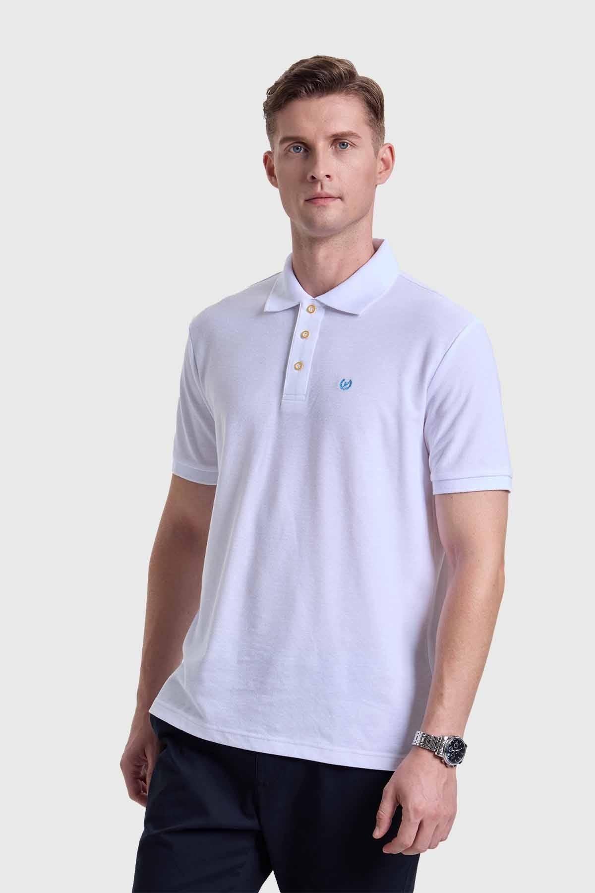 Polera Hombre Piqué Blanco-1
