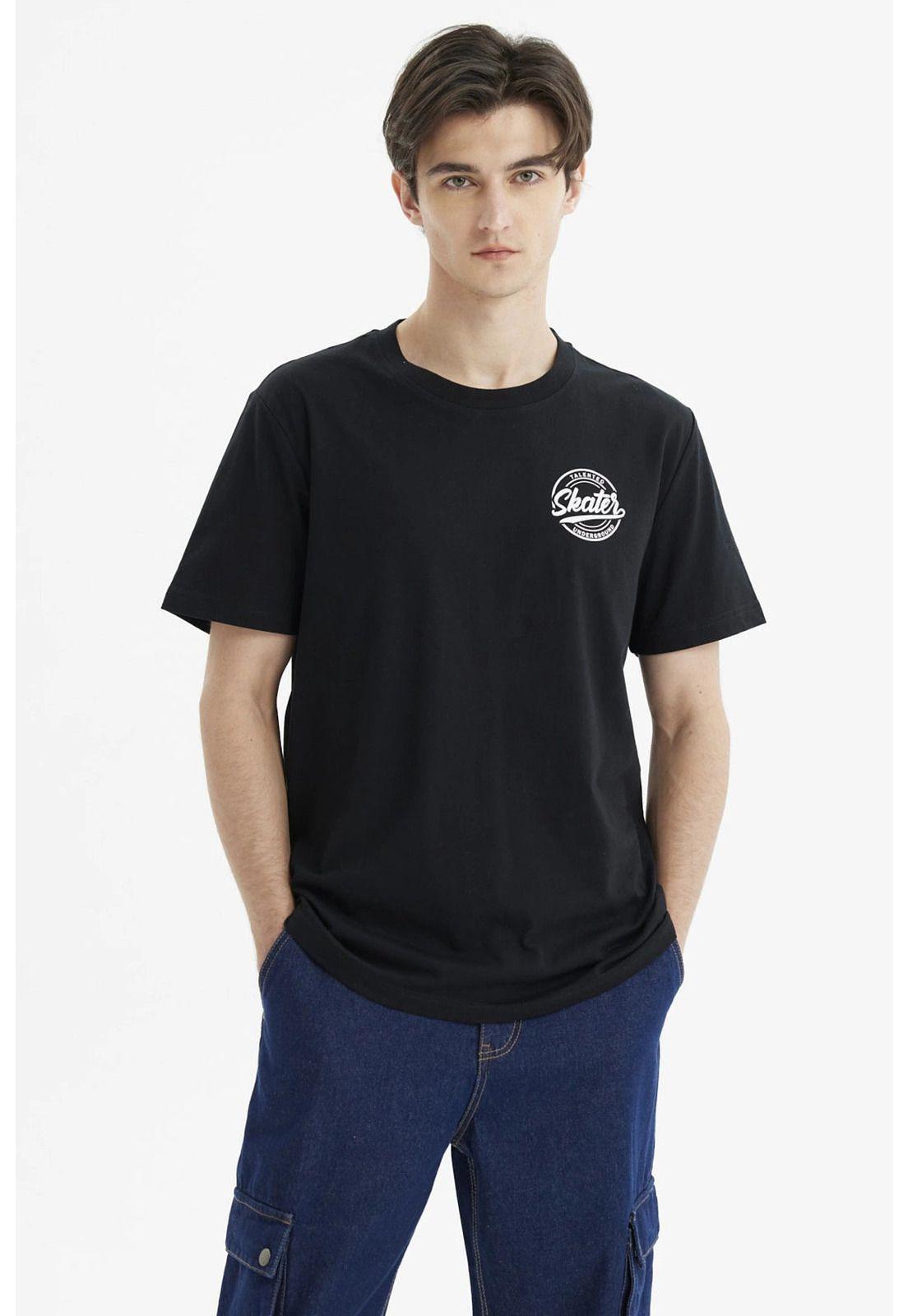 Polera Hombre Regular Print Negro-0