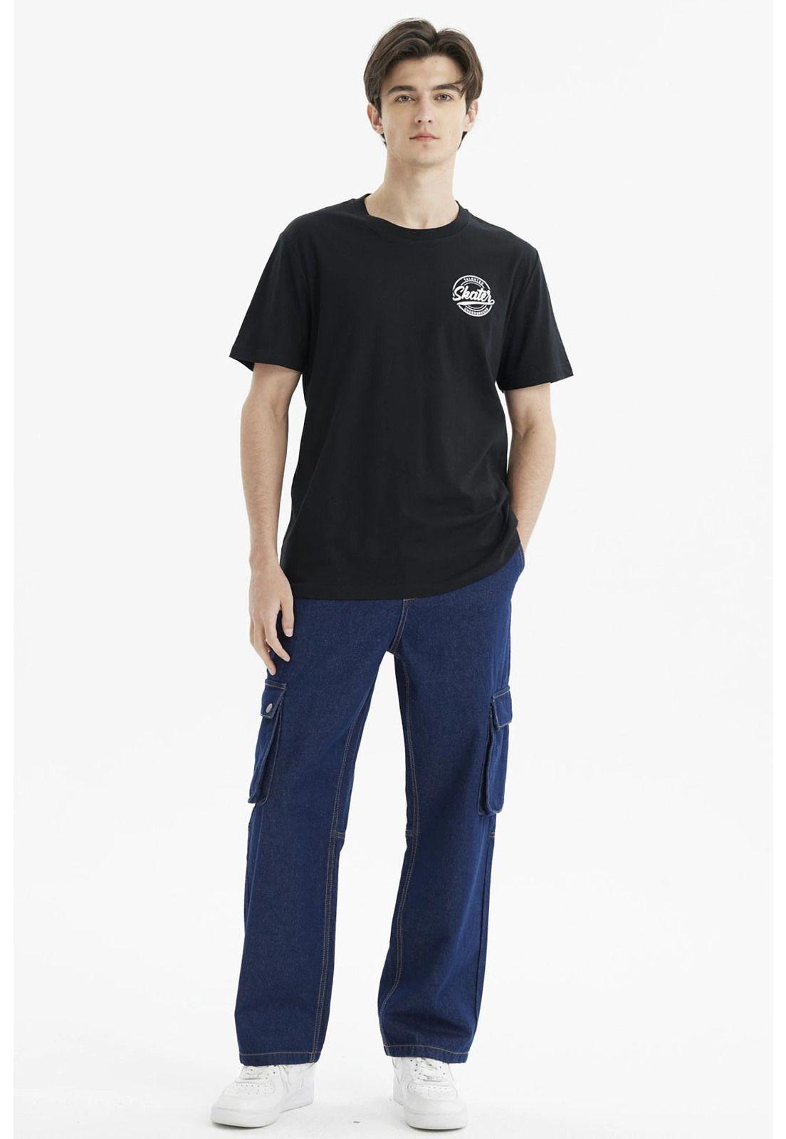 Polera Hombre Regular Print Negro-3