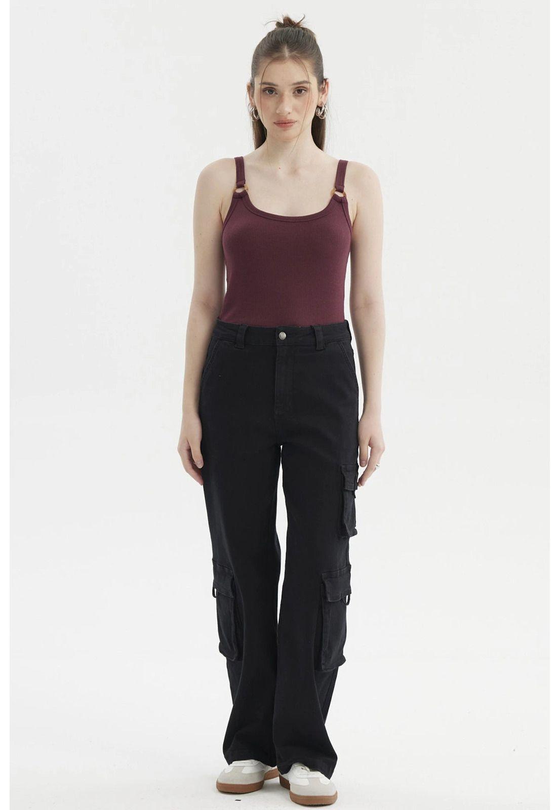 Polera Mujer Tirante Argolla Burdeo-3