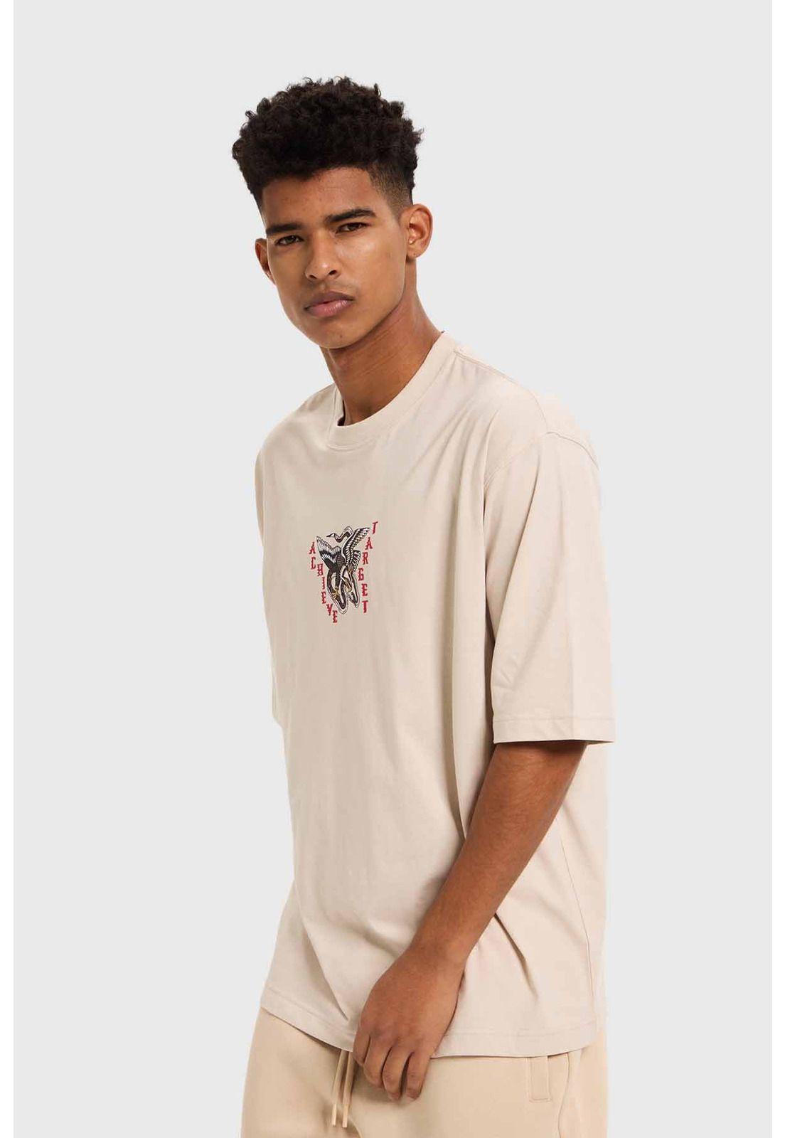 Polera Hombre Doble Print Beige - lV-1