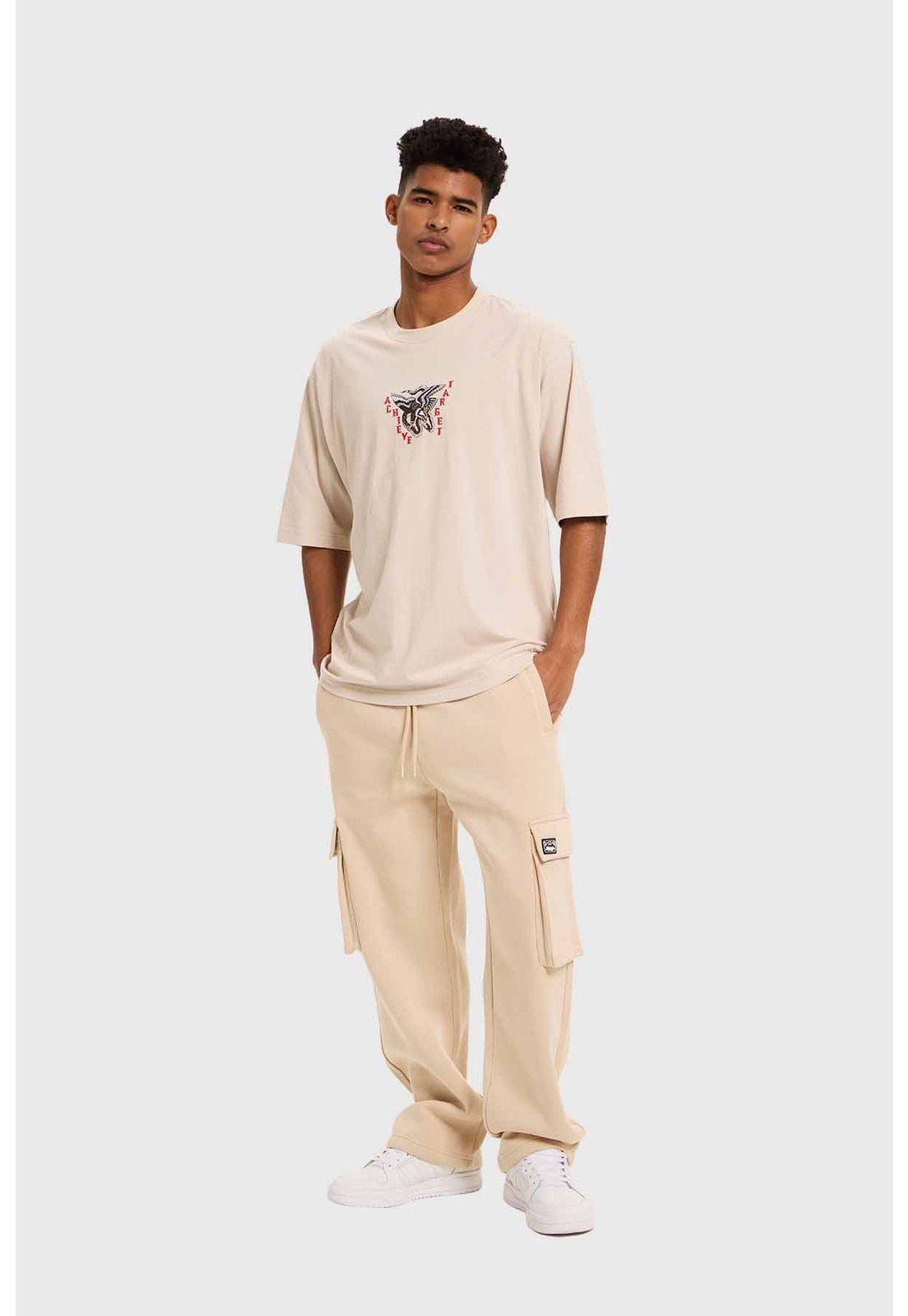 Polera Hombre Doble Print Beige - lV-3