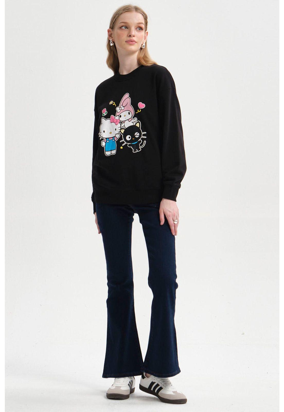 Polerón Mujer Print Negro - ll-3