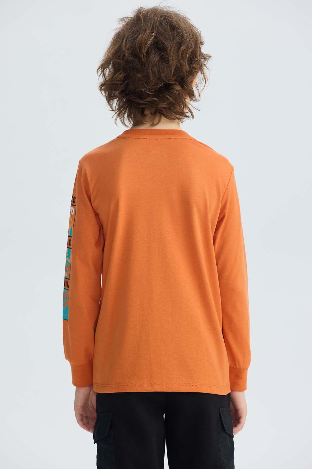 Polera Niño Print Naranjo-2