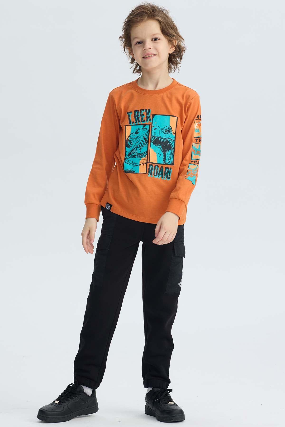Polera Niño Print Naranjo-3