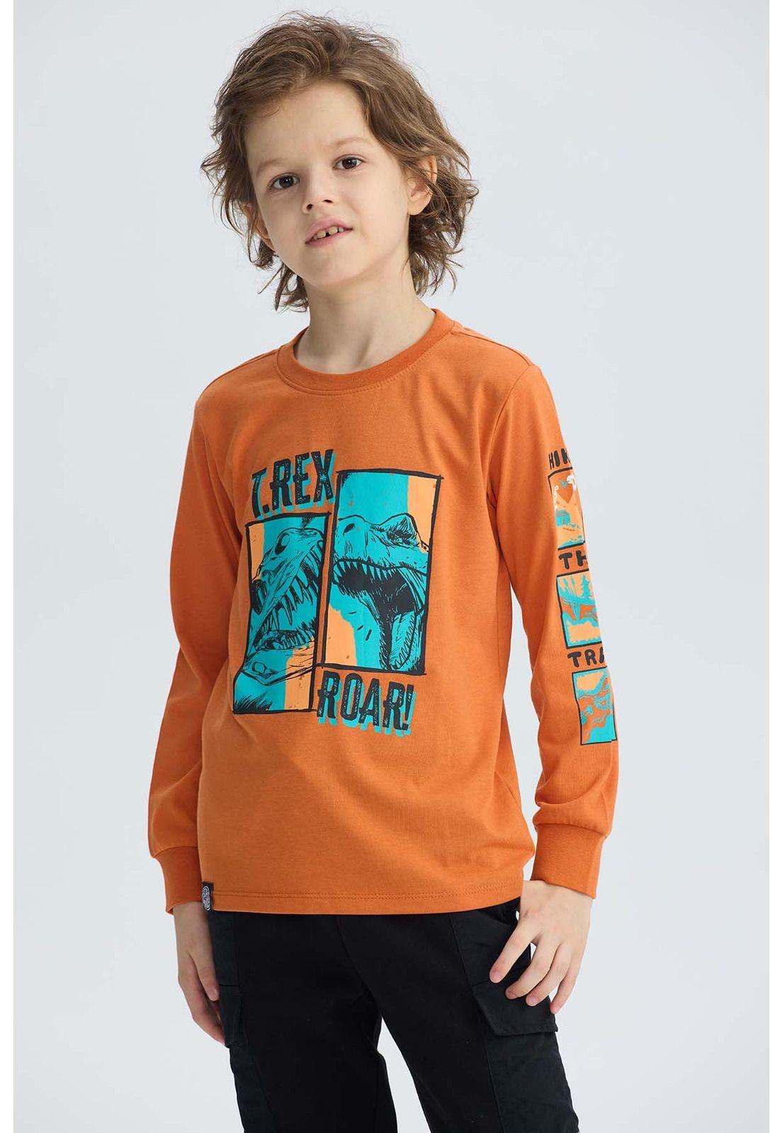 Polera Niño Print Naranjo-0