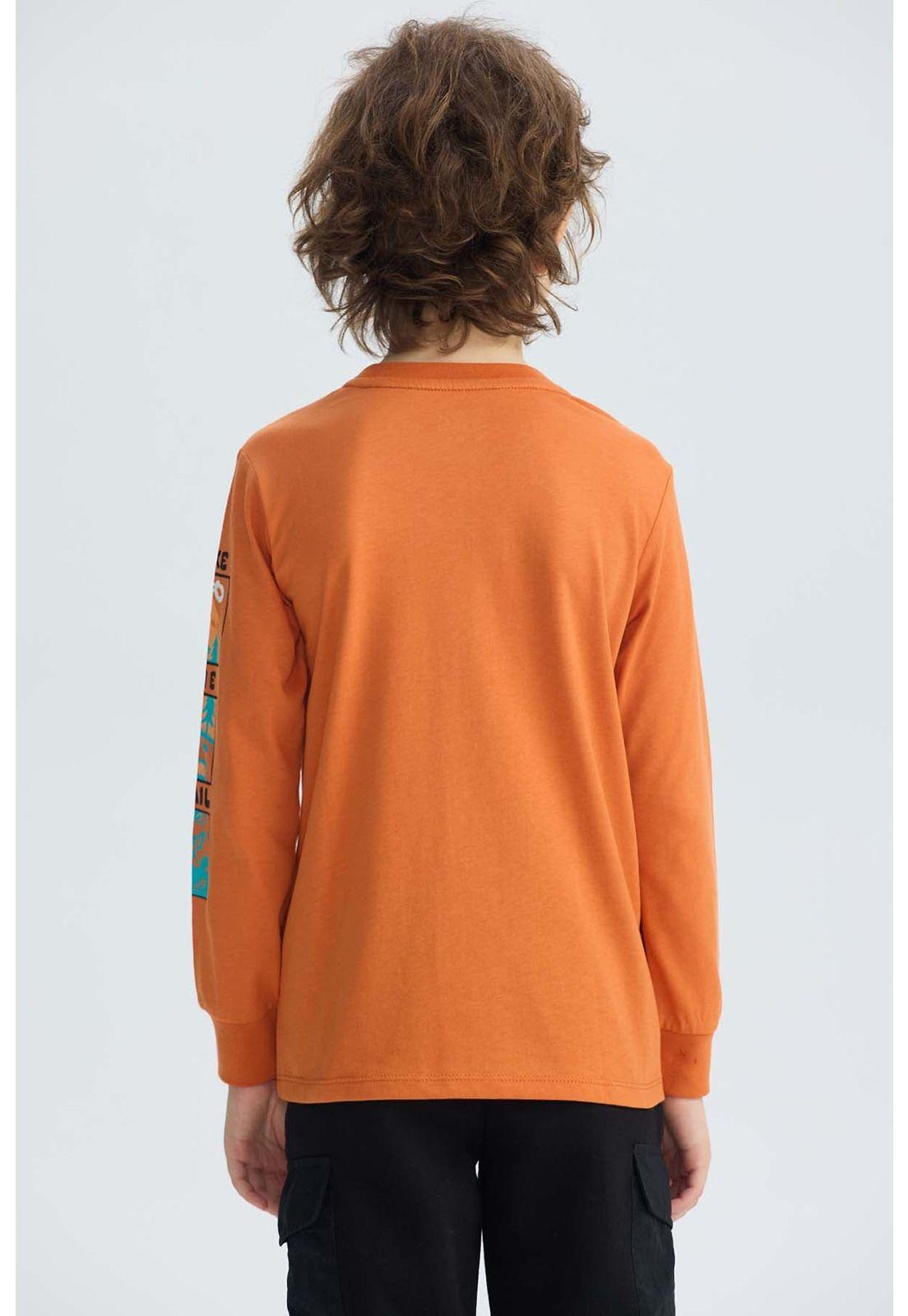 Polera Niño Print Naranjo-2