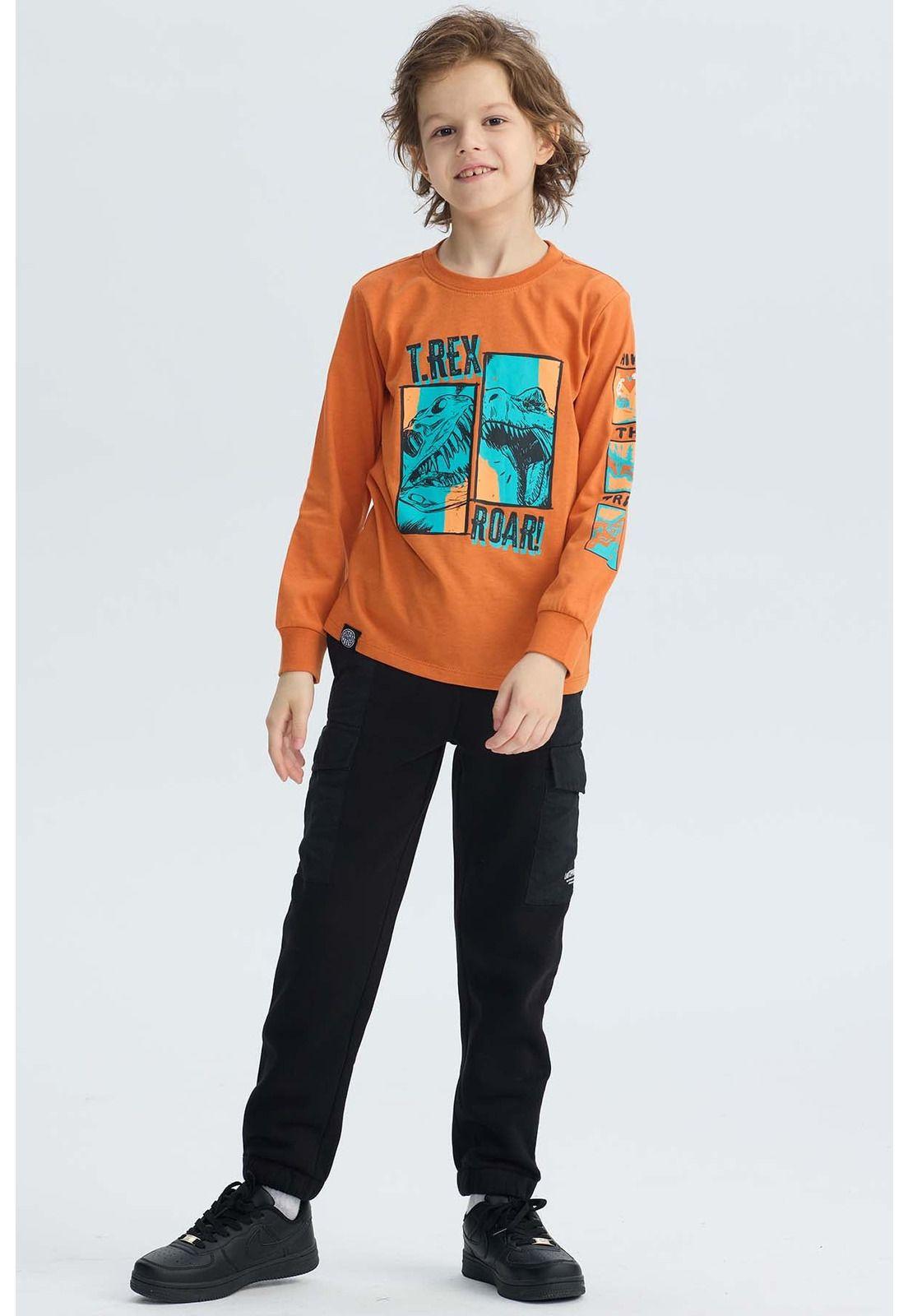 Polera Niño Print Naranjo-3