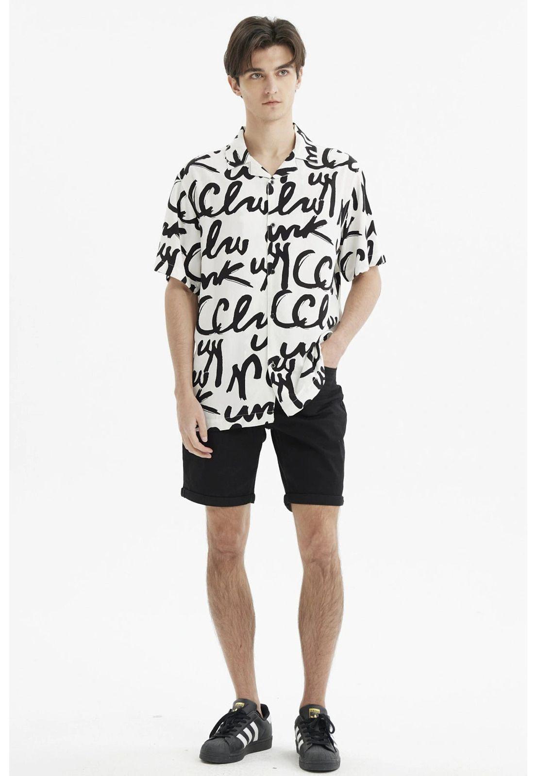 Camisa Hombre Rapport Geométrico Beige-3