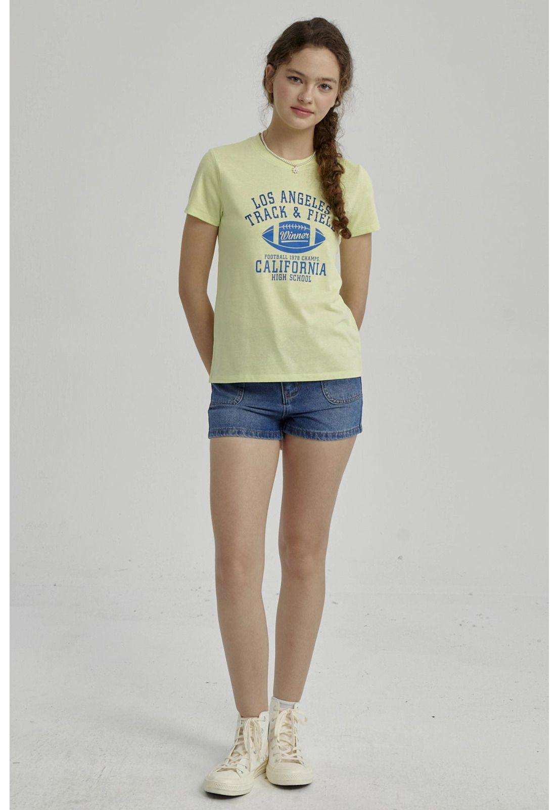 Polera Niña Básica Estampada Verde Claro-3