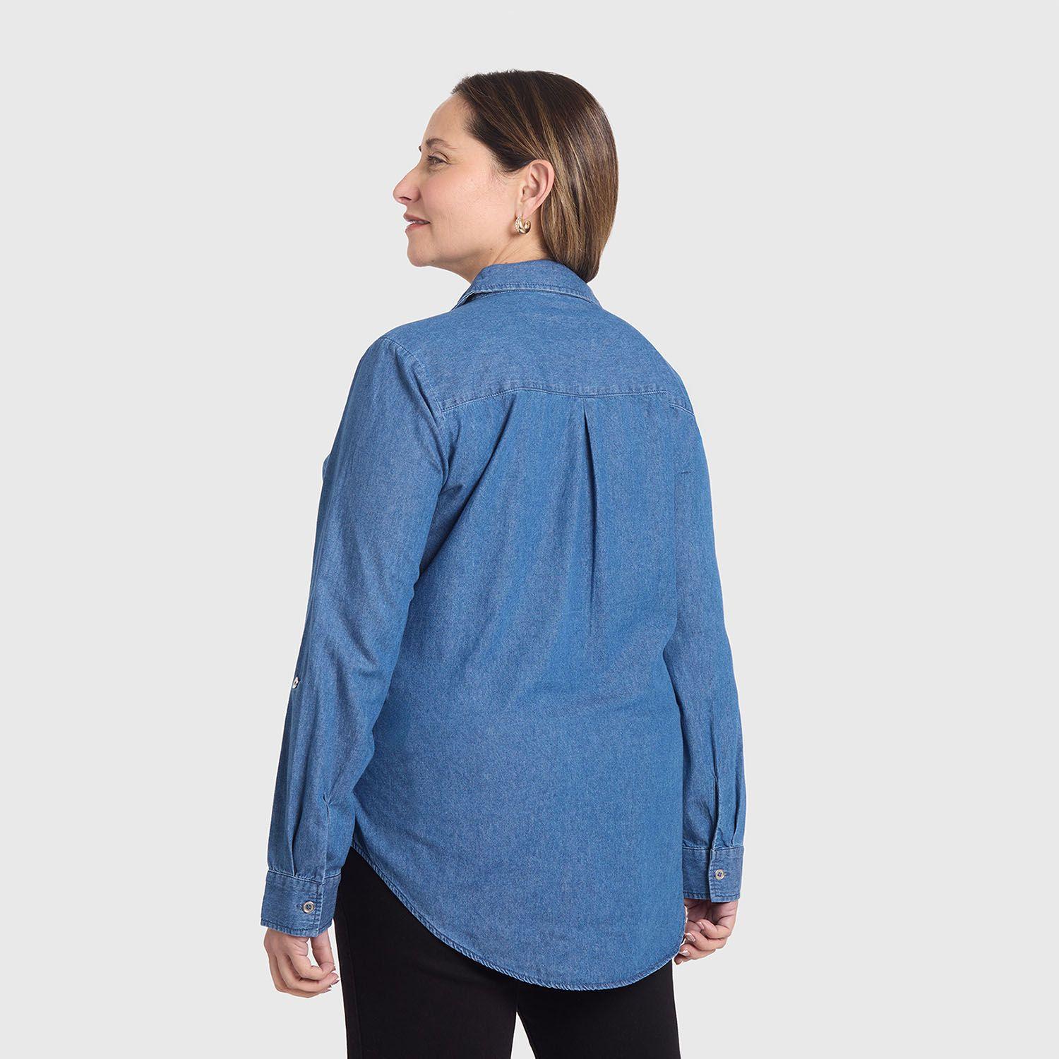 Blusa Mujer Con Tachas Bolsillo Azul Oscuro Fashion's Park-2