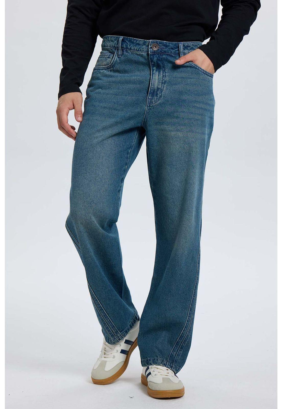 Jeans Hombre Recto Focalizado Azul-0