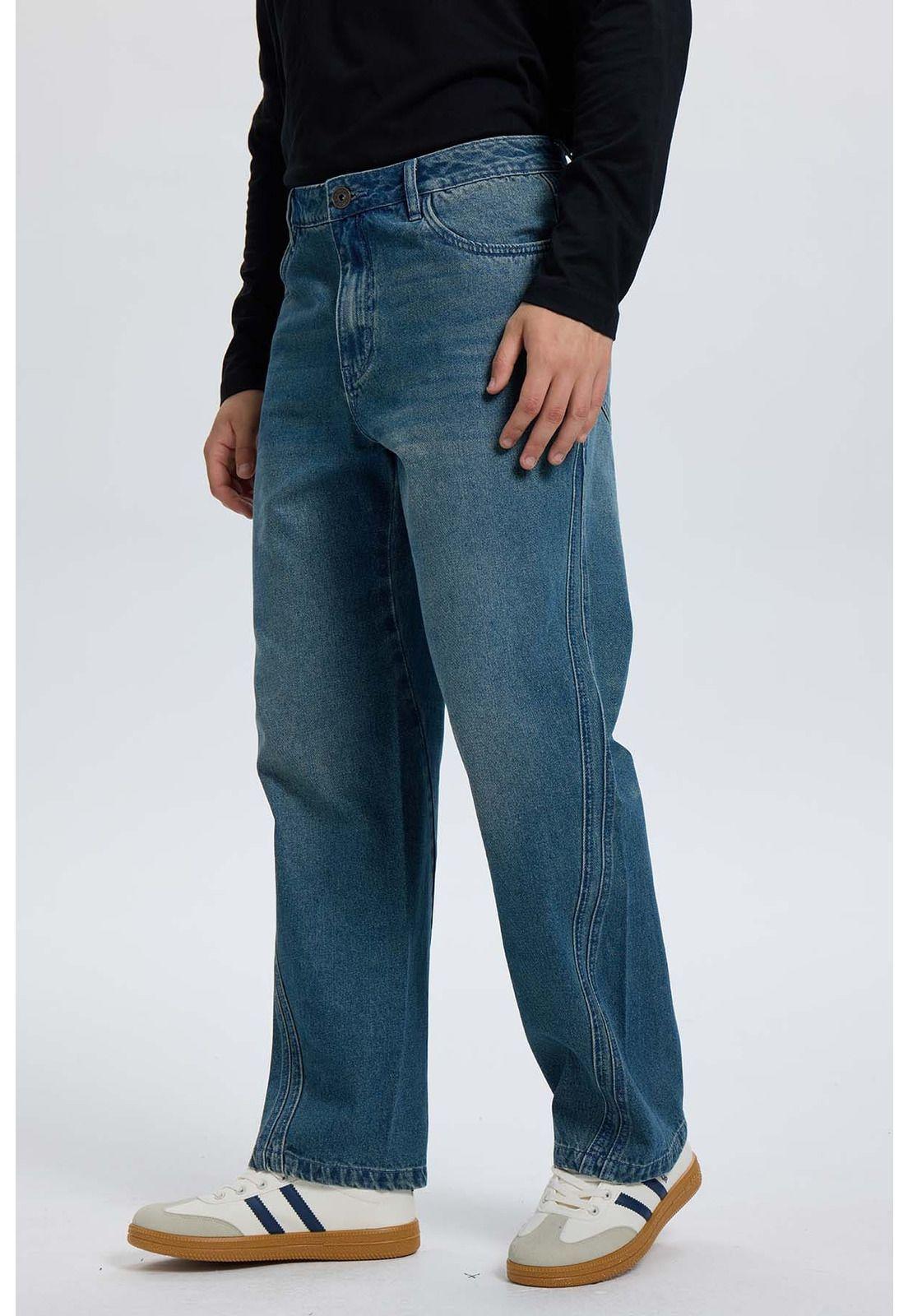 Jeans Hombre Recto Focalizado Azul-1