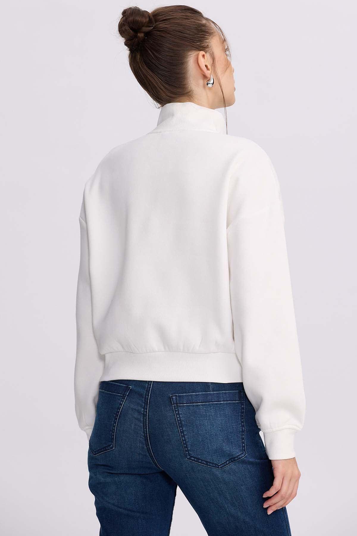 Polerón Mujer Medio Zipper Crema-2