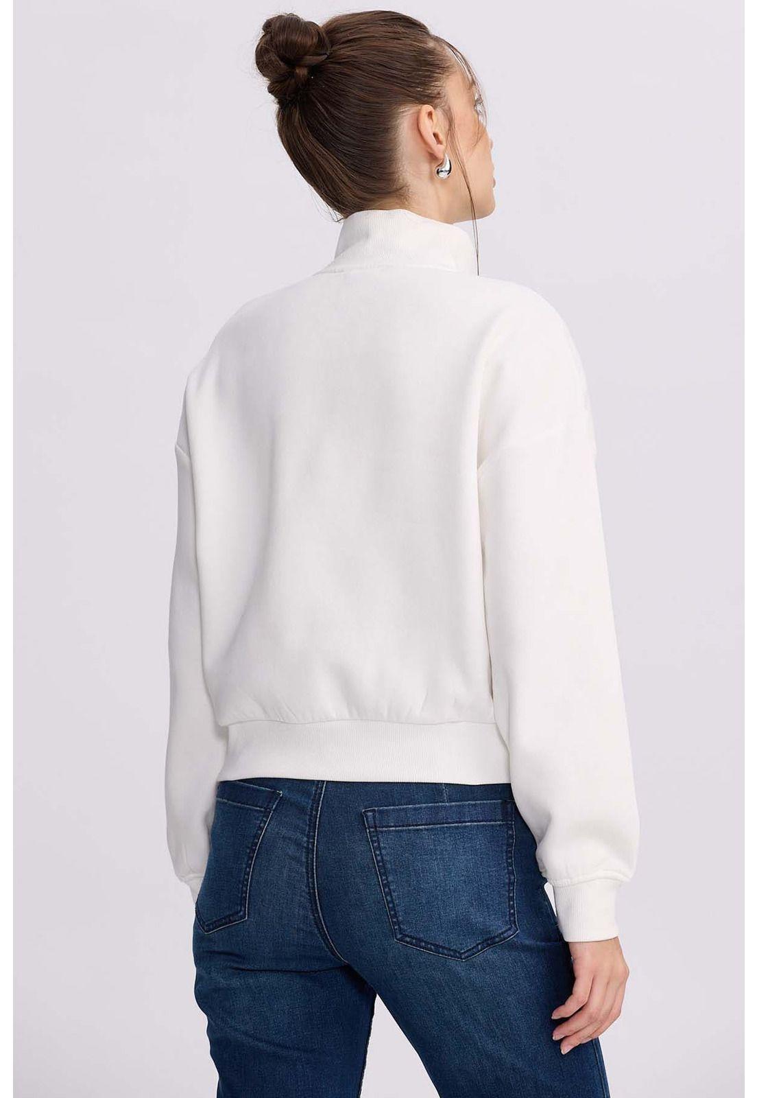 Polerón Mujer Medio Zipper Crema-2