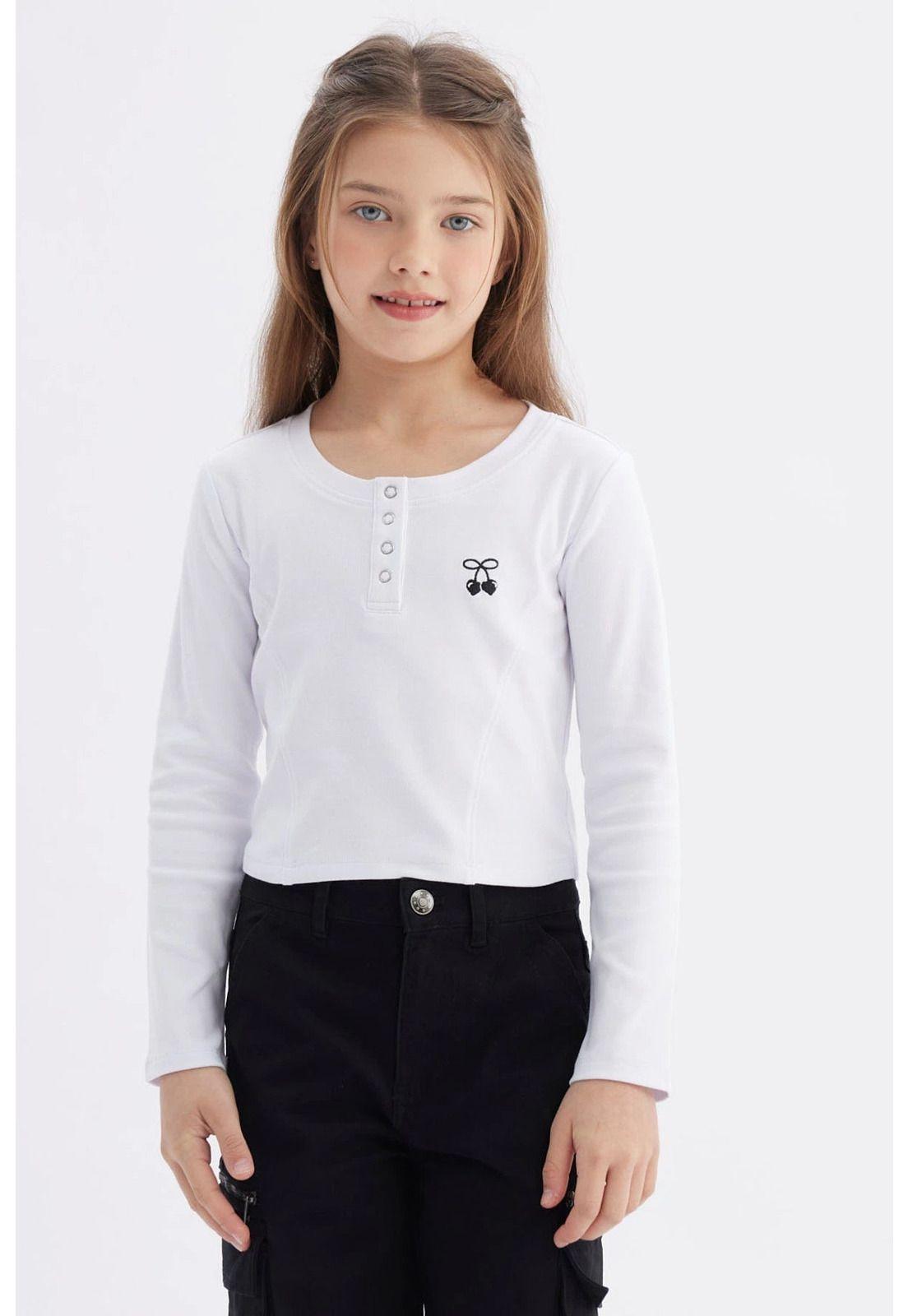 Polera Niña Con Botones Blanco-0