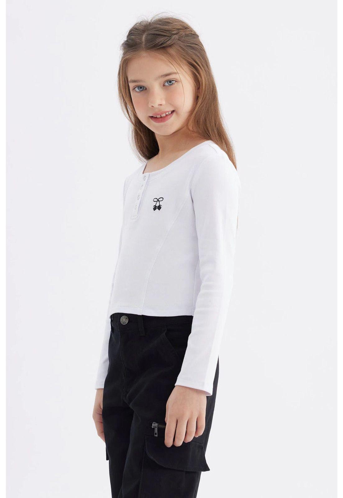 Polera Niña Con Botones Blanco-1