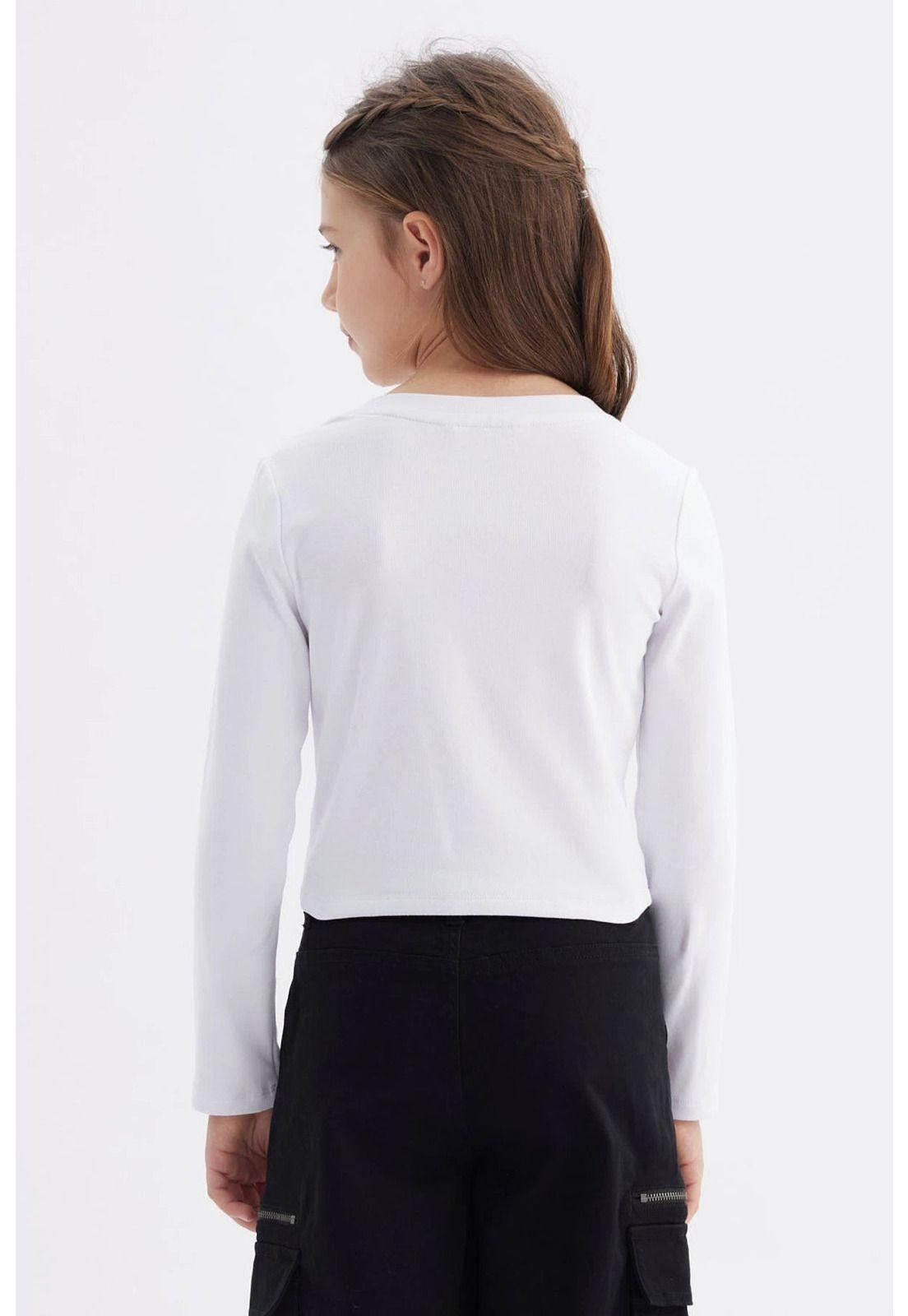 Polera Niña Con Botones Blanco-2