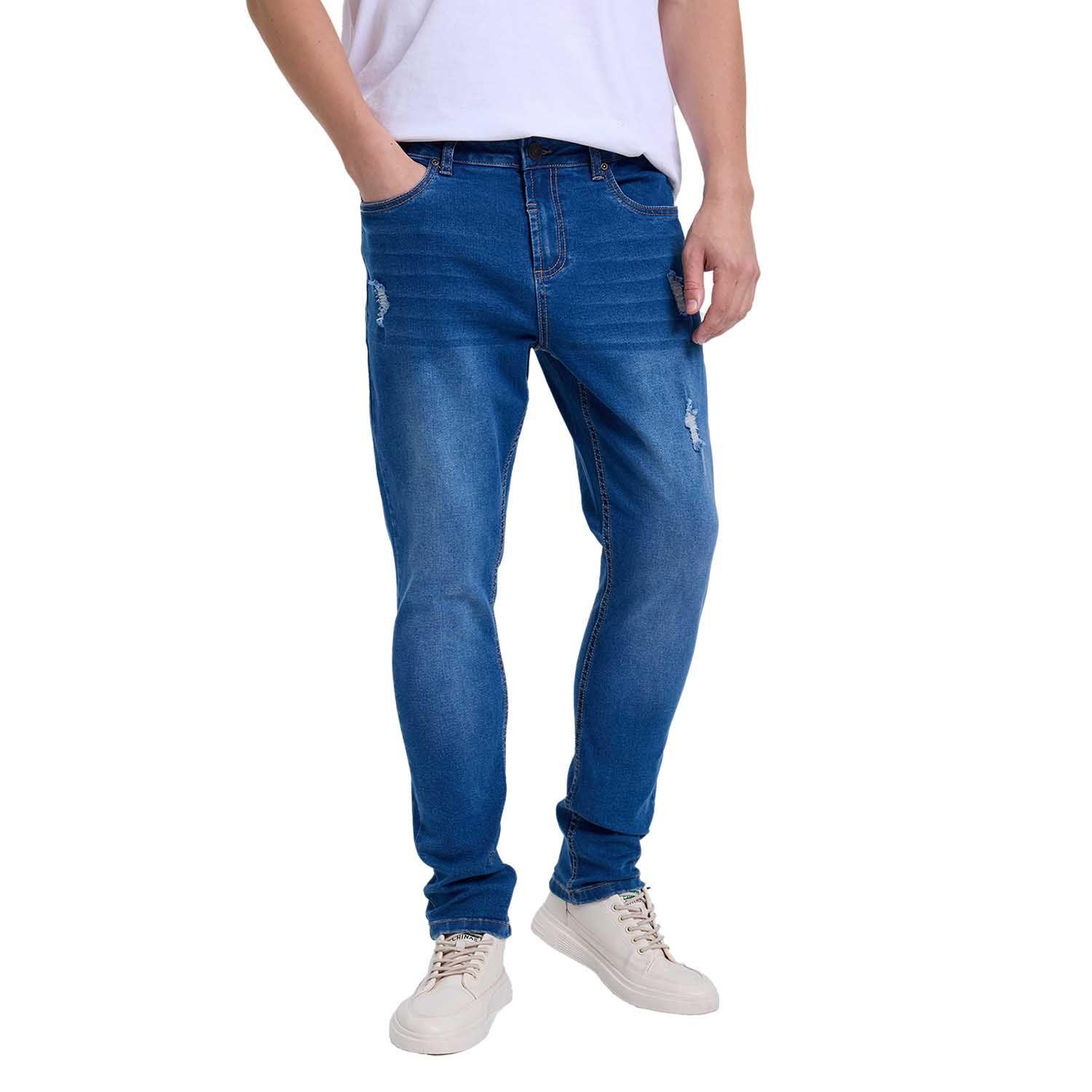 Jeans Hombre Skinny Rotura Azul-0
