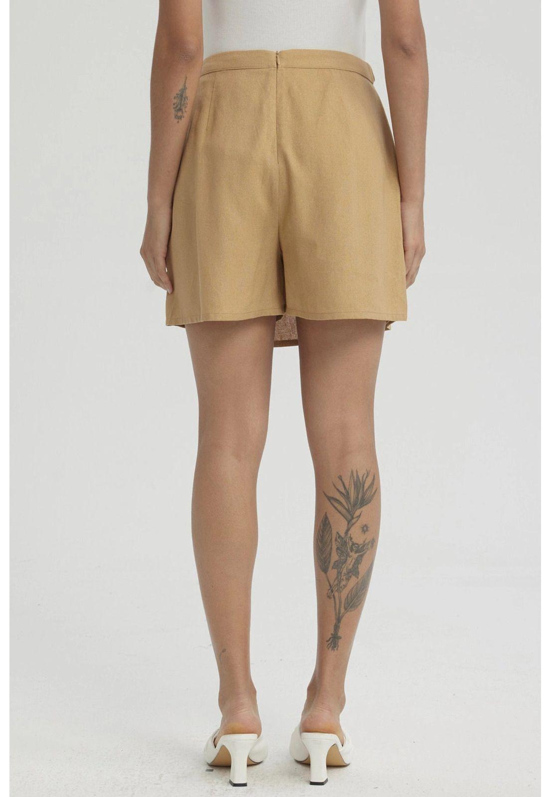 Short Mujer Con Botones Camel-1