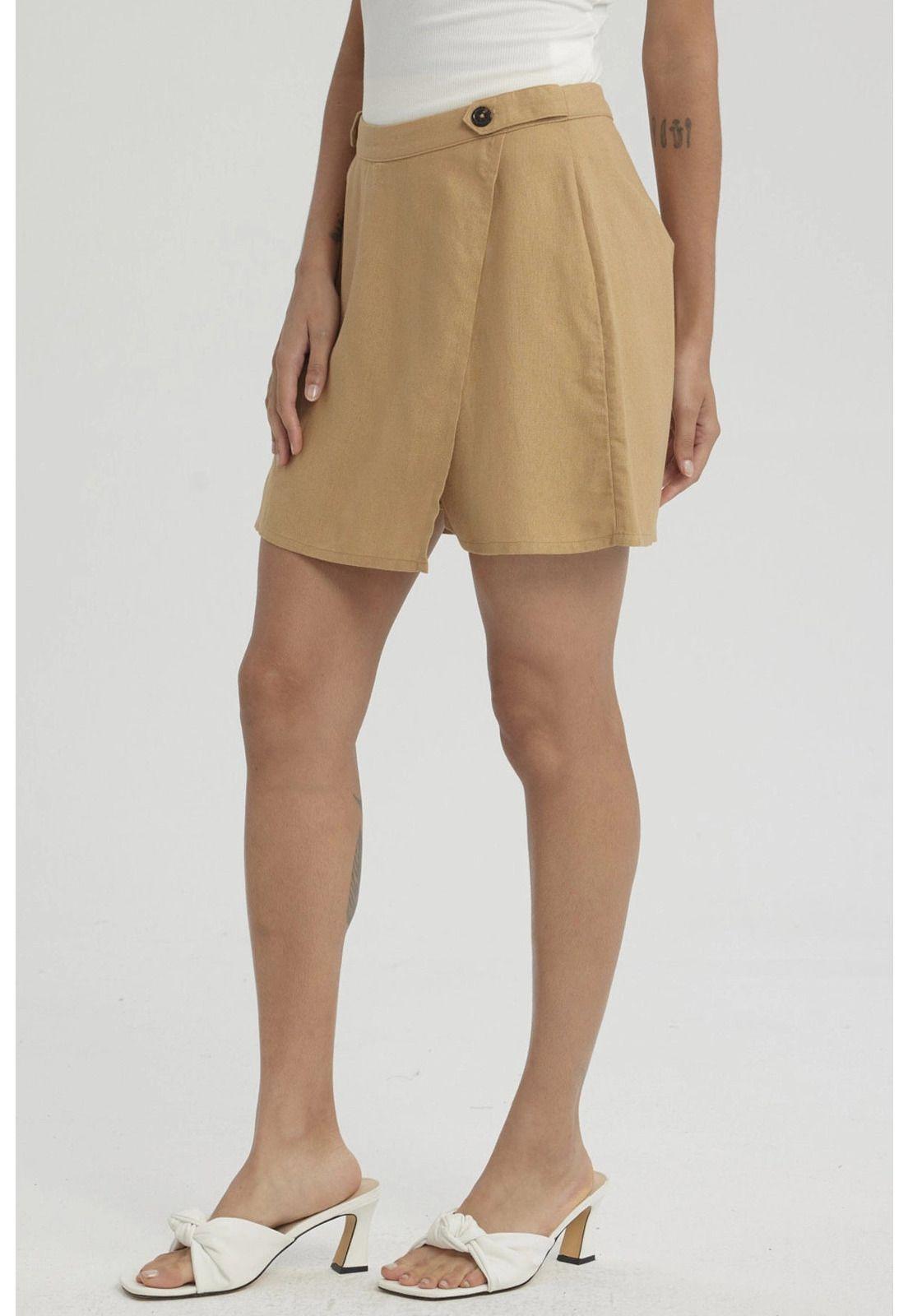 Short Mujer Con Botones Camel-2