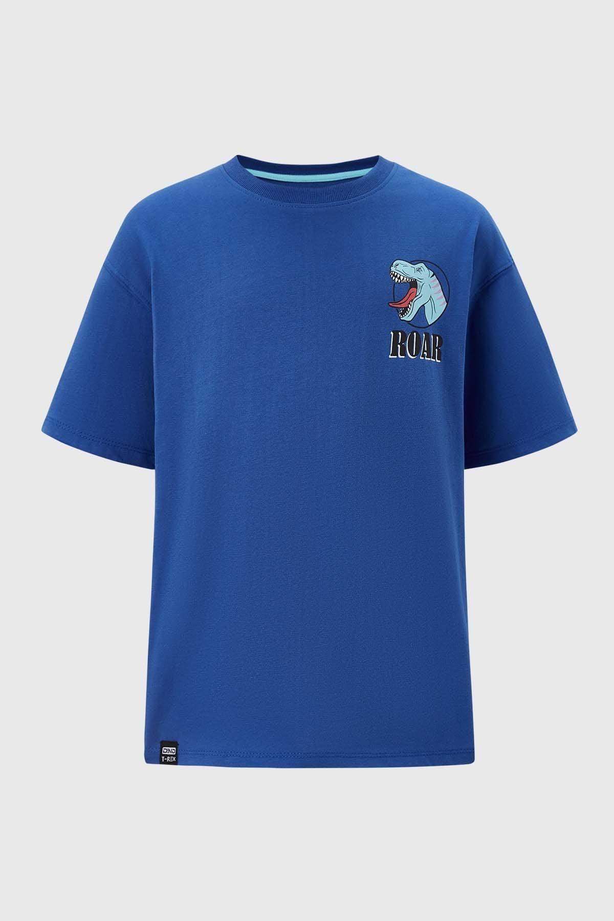 Polera Niño Oversize Estampado Azul-0
