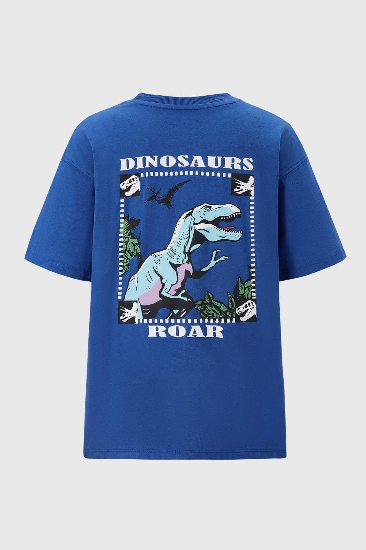 Polera Niño Oversize Estampado Azul-1