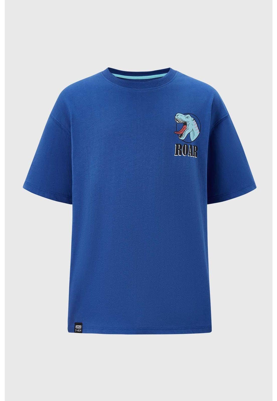 Polera Niño Oversize Estampado Azul-0