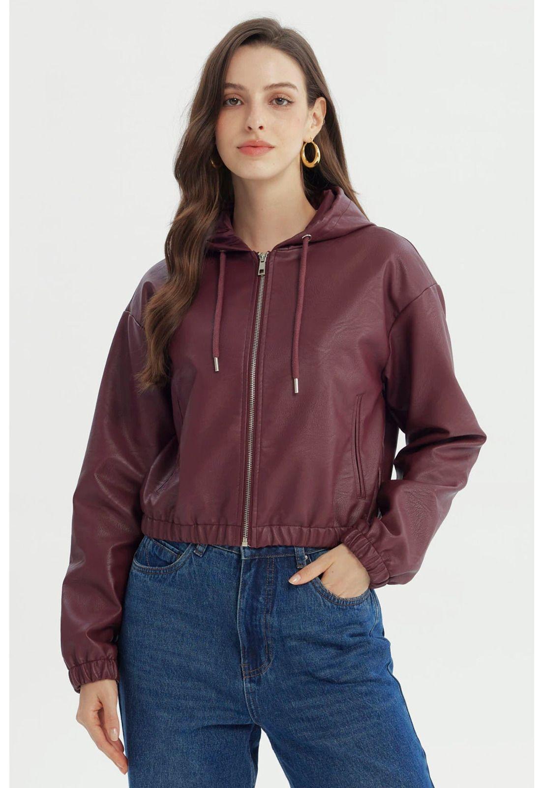 Chaqueta Mujer Regular Burdeo-0