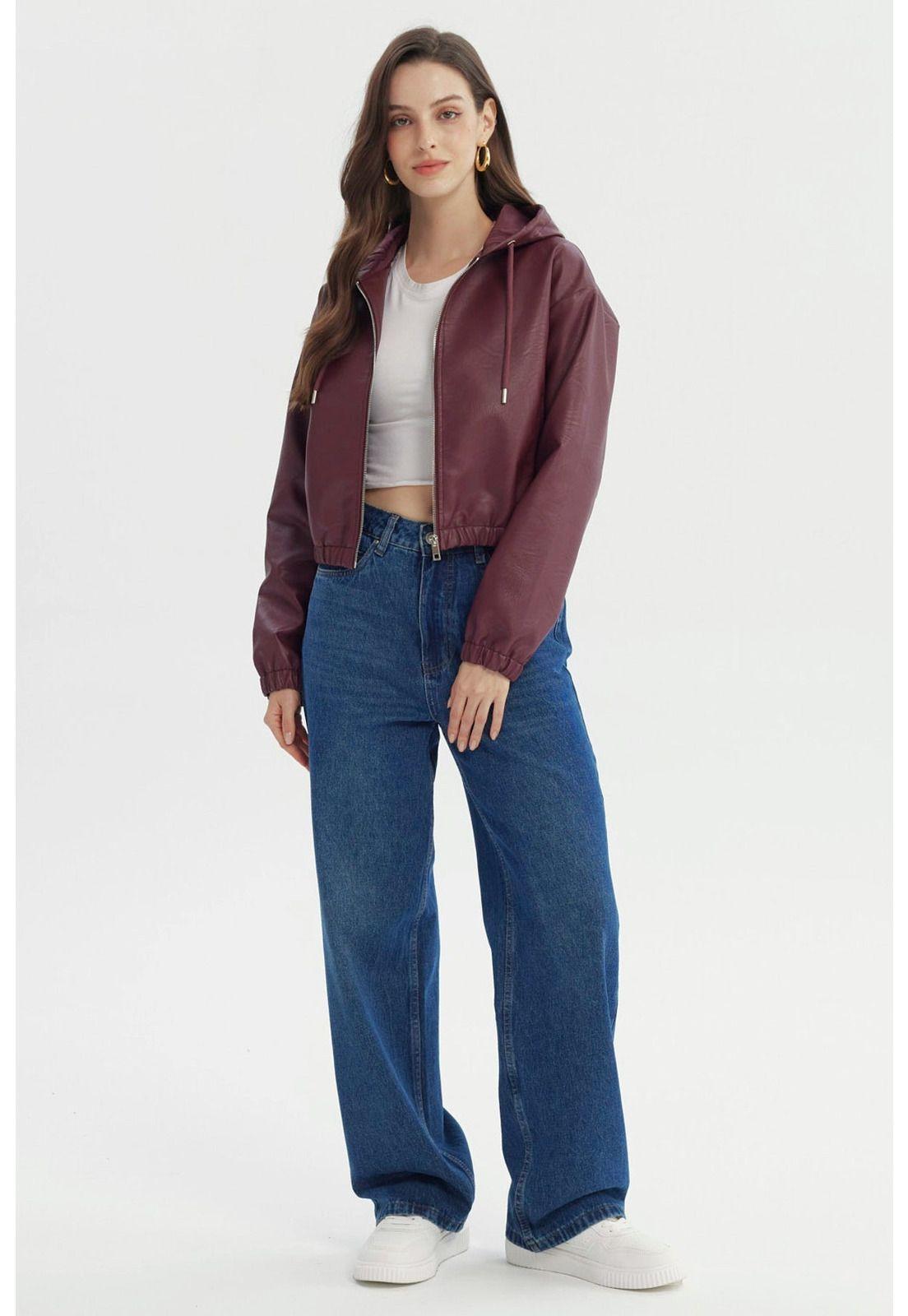 Chaqueta Mujer Regular Burdeo-3
