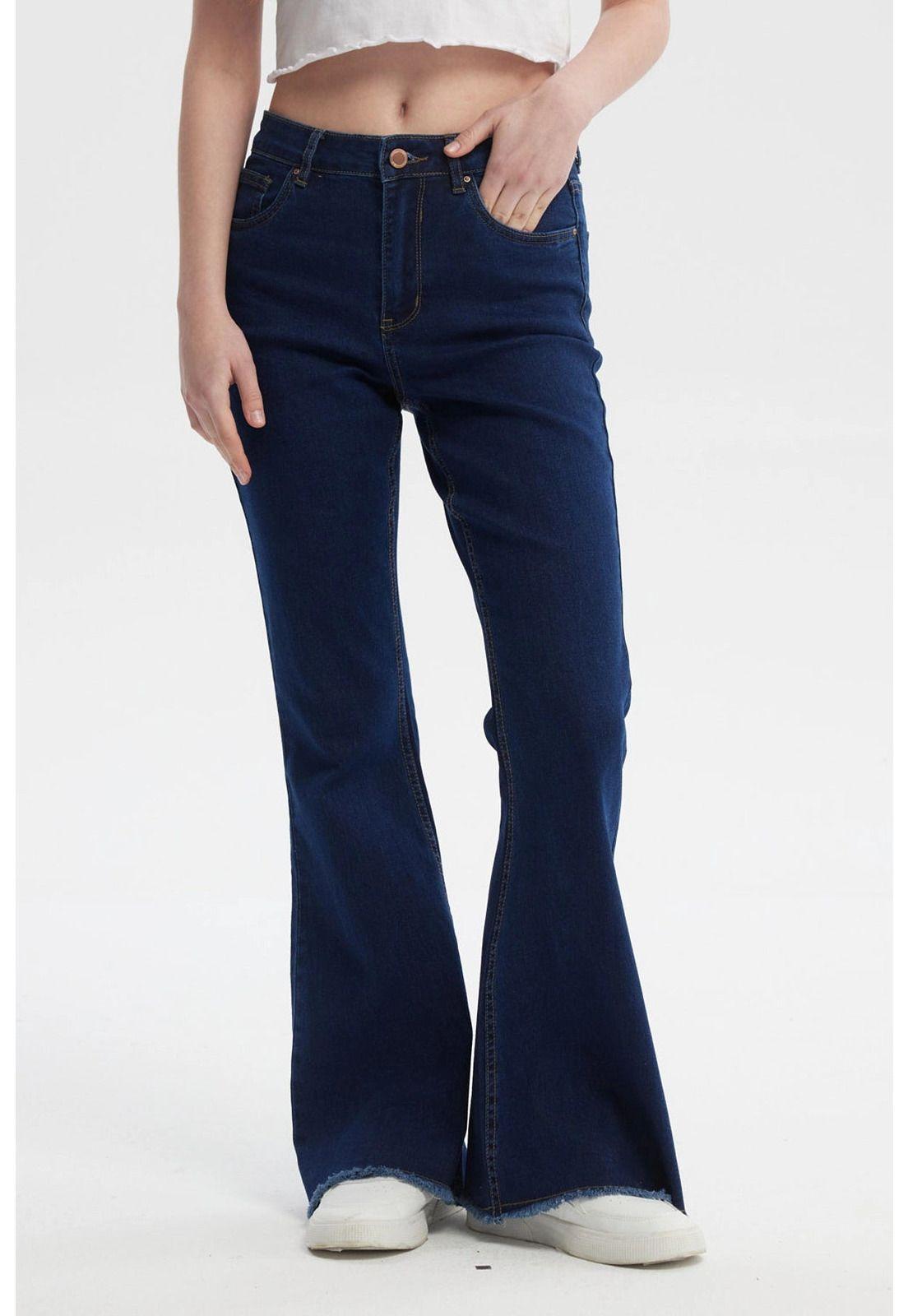 Jeans Mujer Moda Flare Azul-0