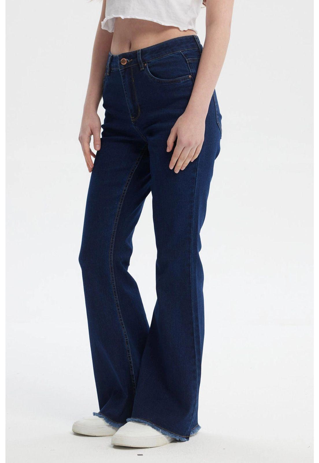 Jeans Mujer Moda Flare Azul-1