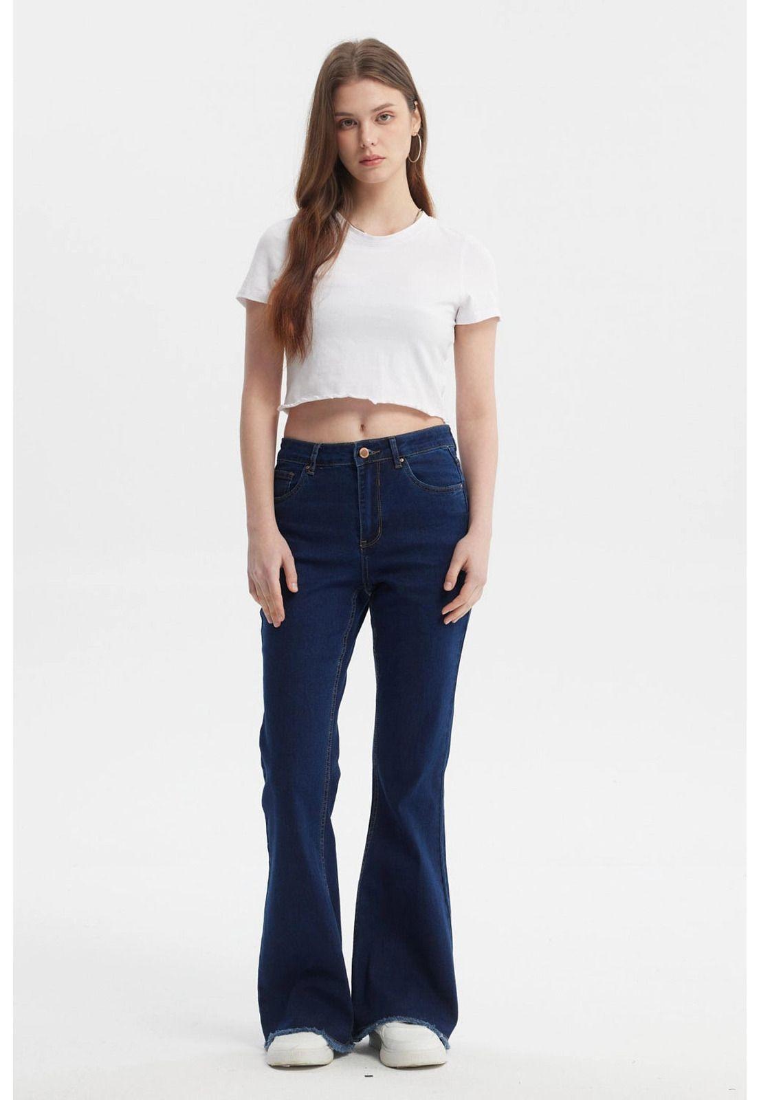 Jeans Mujer Moda Flare Azul-3