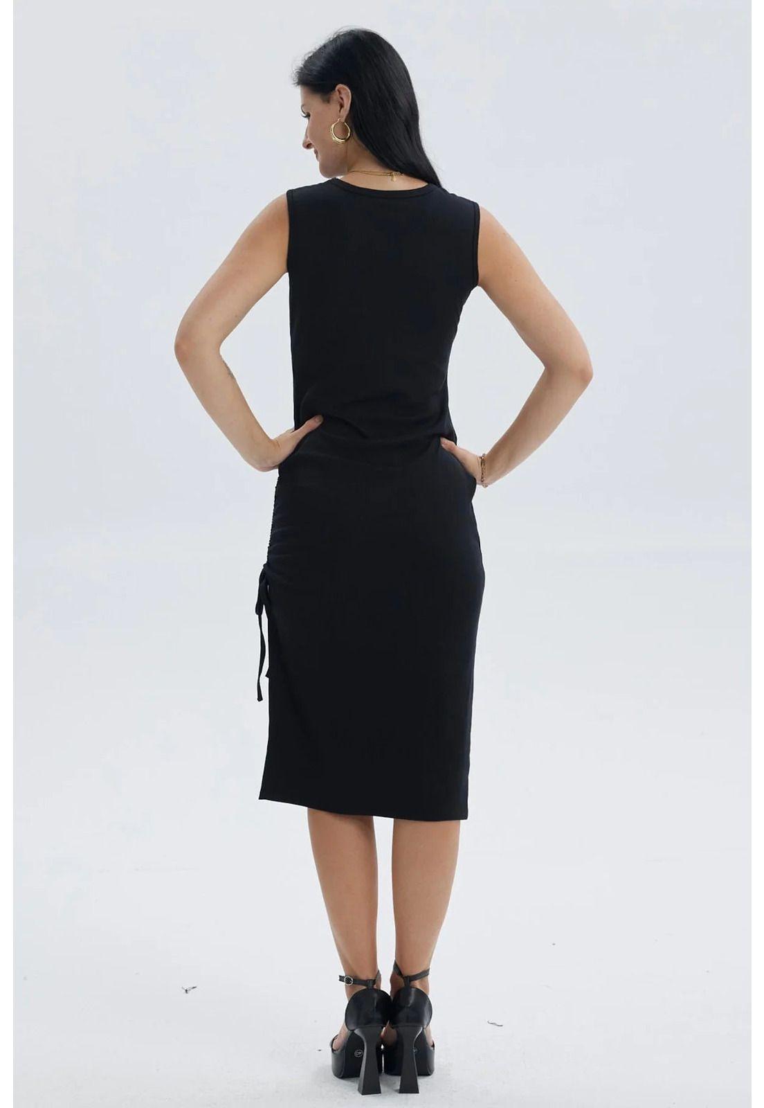 Vestido Mujer Largo Rib Negro-3